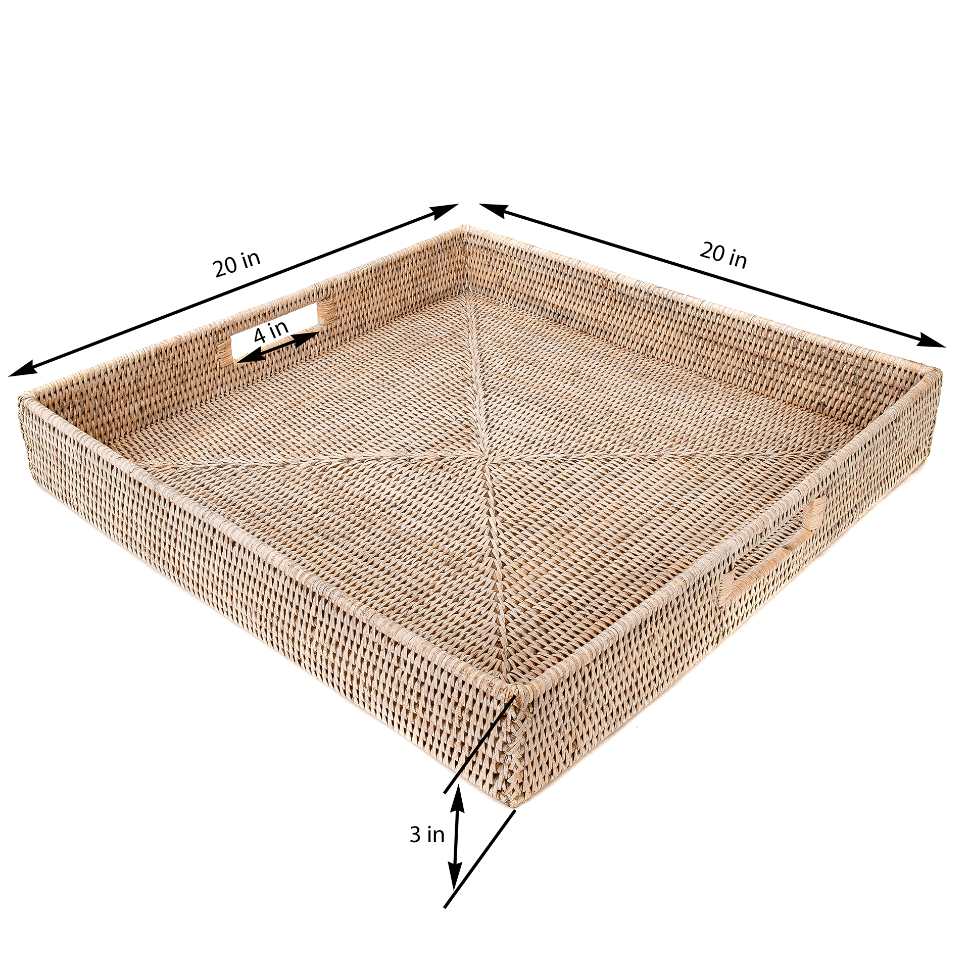 Rattan Square Serving/Ottoman Tray: 18" / Honey Brown - MaisonBeach