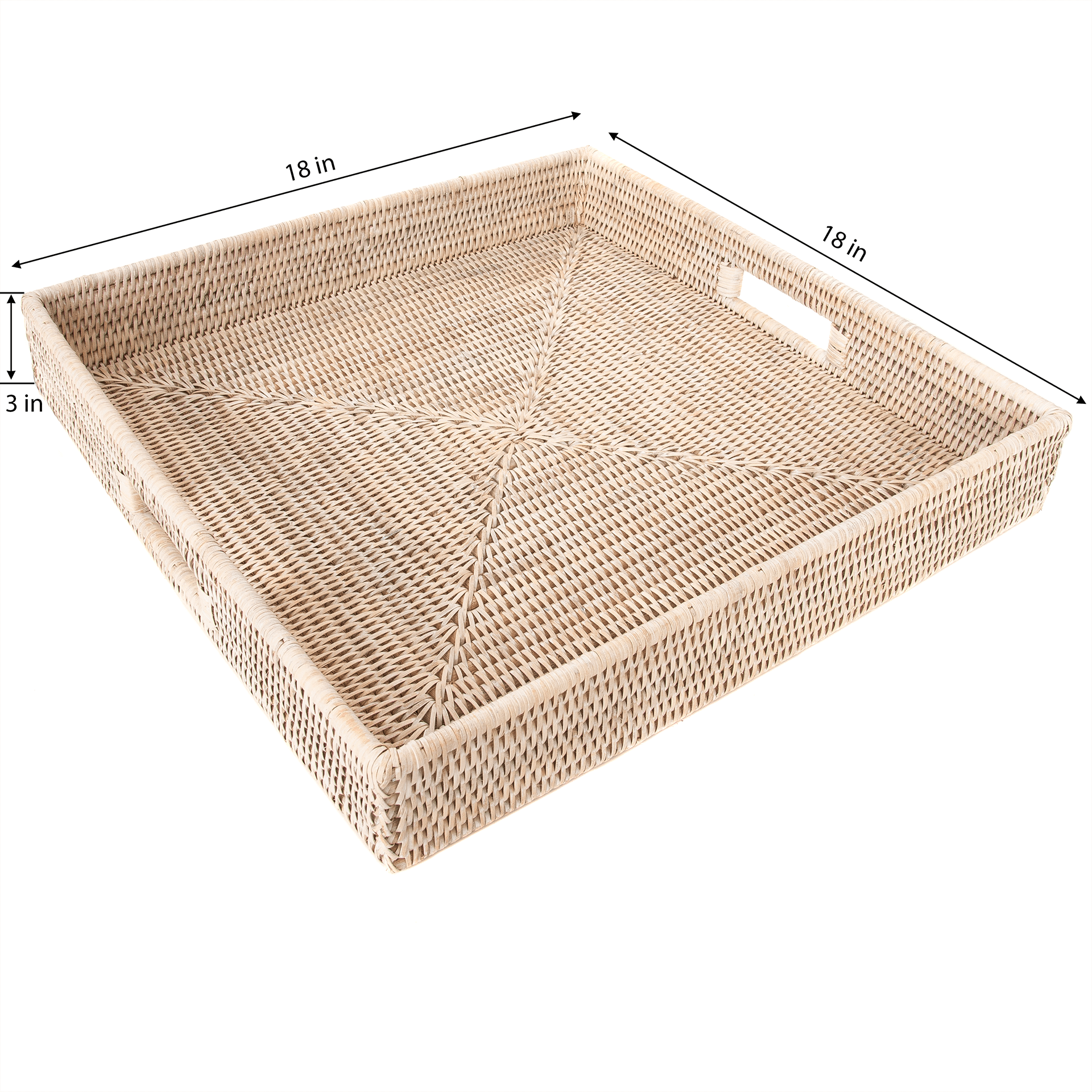 Rattan Square Serving/Ottoman Tray: 18" / Honey Brown - MaisonBeach