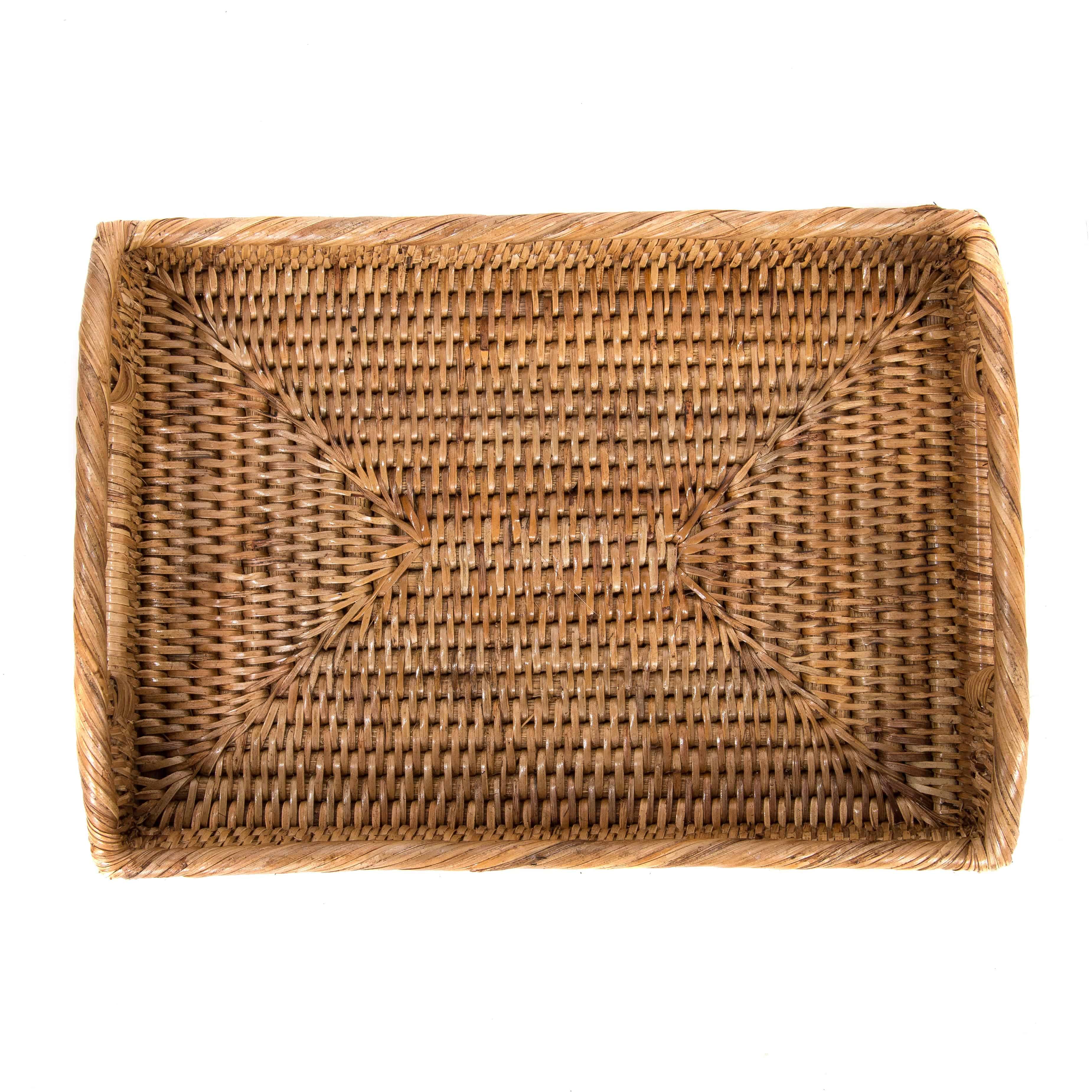 Artifacts Trading Company - Artifacts Rattan™ Rectangular Vanity Tray With High Handles: White Wash - MaisonBeach