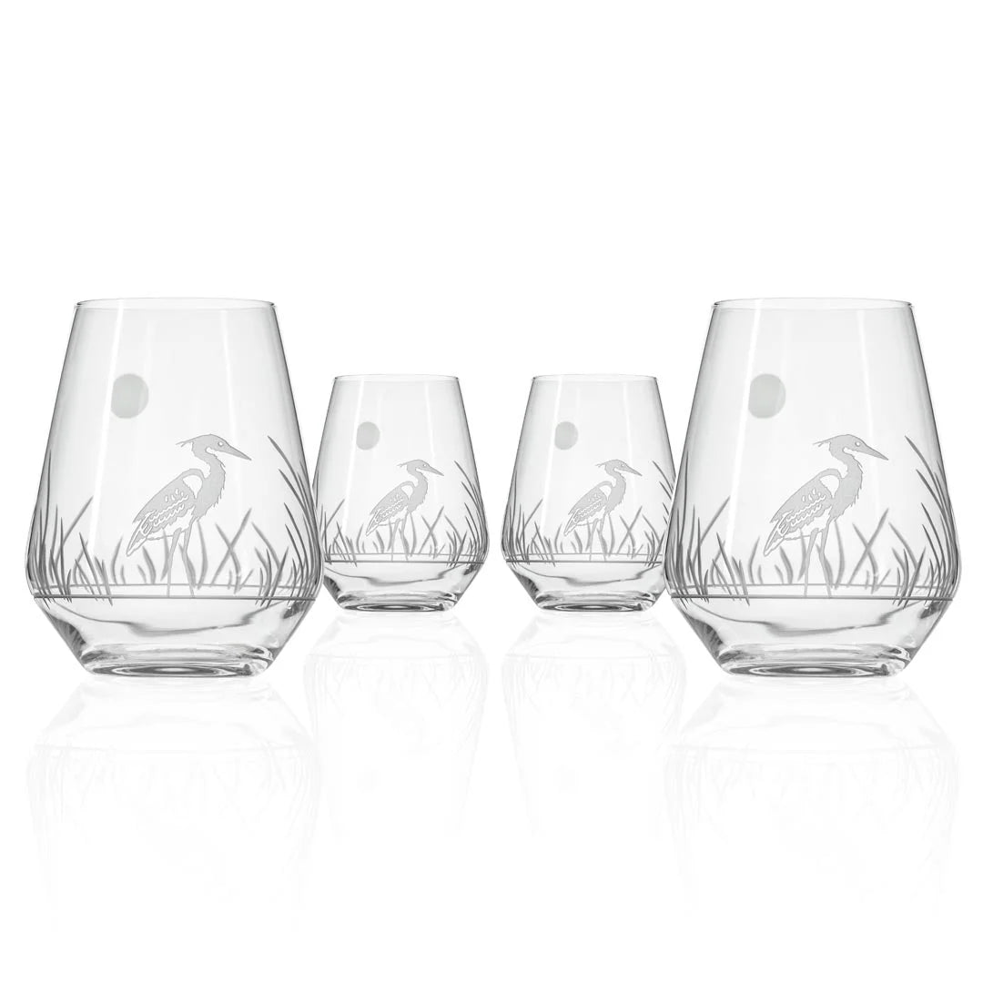 Heron 18oz. Stemless Wine Goblets-Set of 4 - MaisonBeach