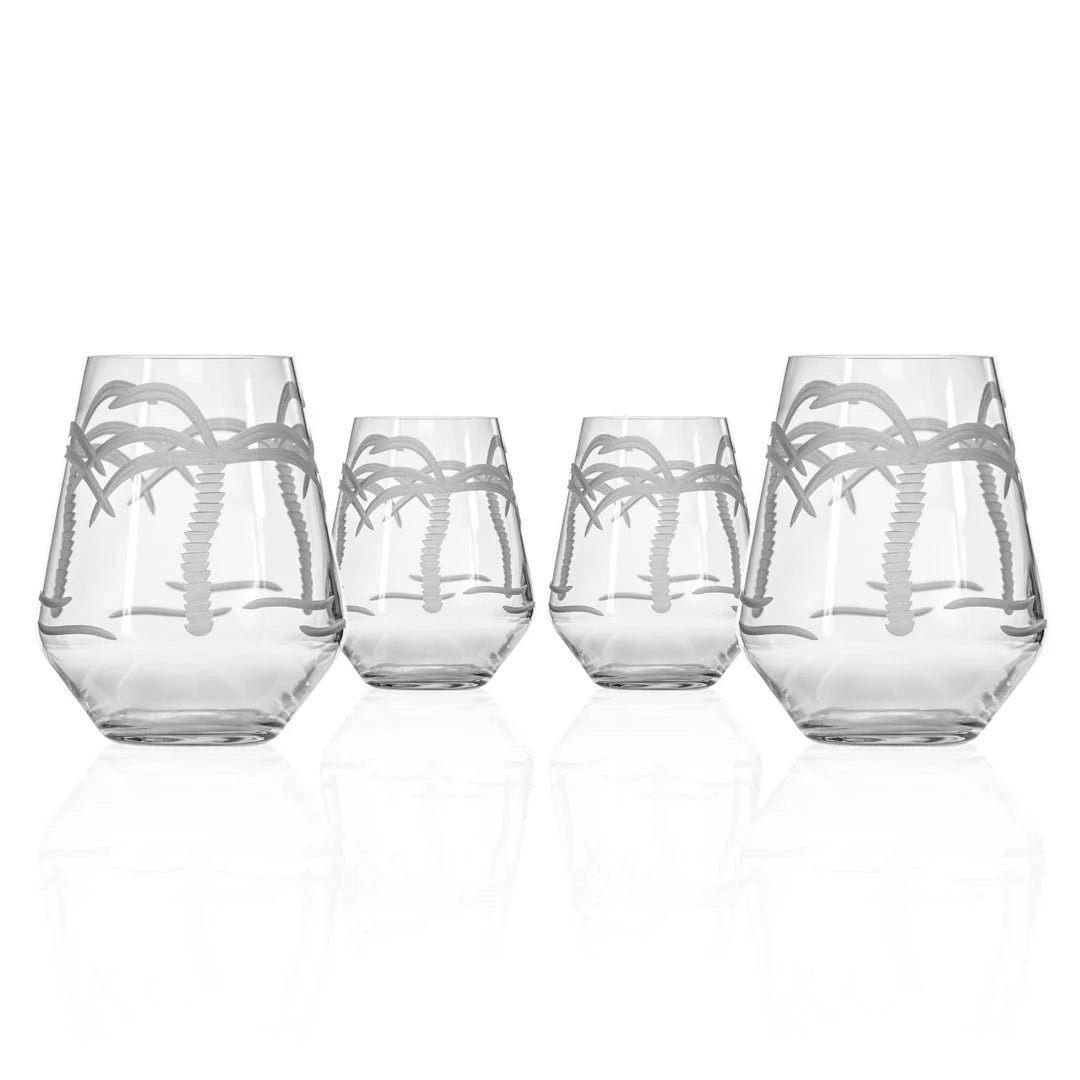 Palm Tree 18oz. Stemless Wine Glass-Set of 4 - MaisonBeach