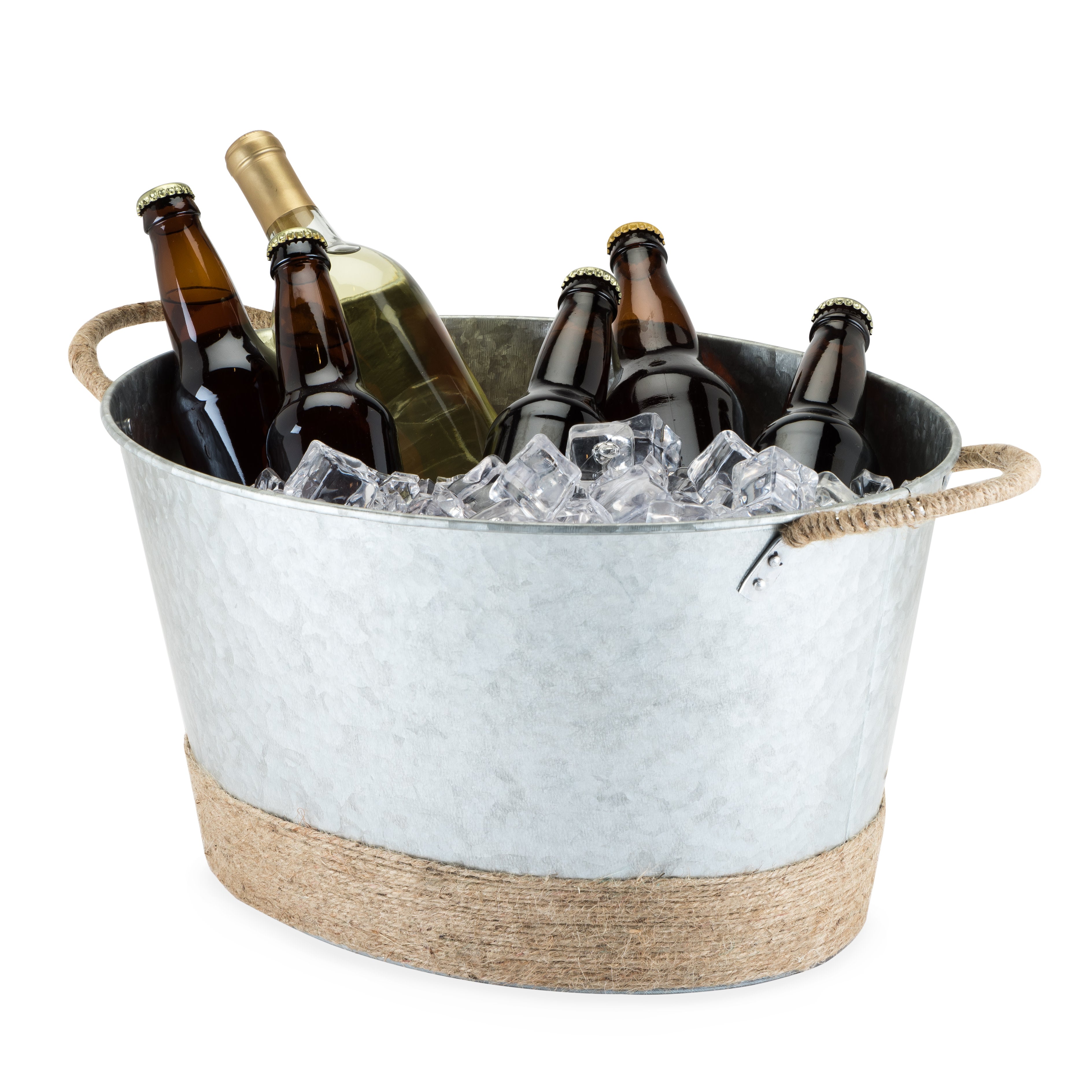 Jute Rope Wrapped Galvanized Tub - MaisonBeach