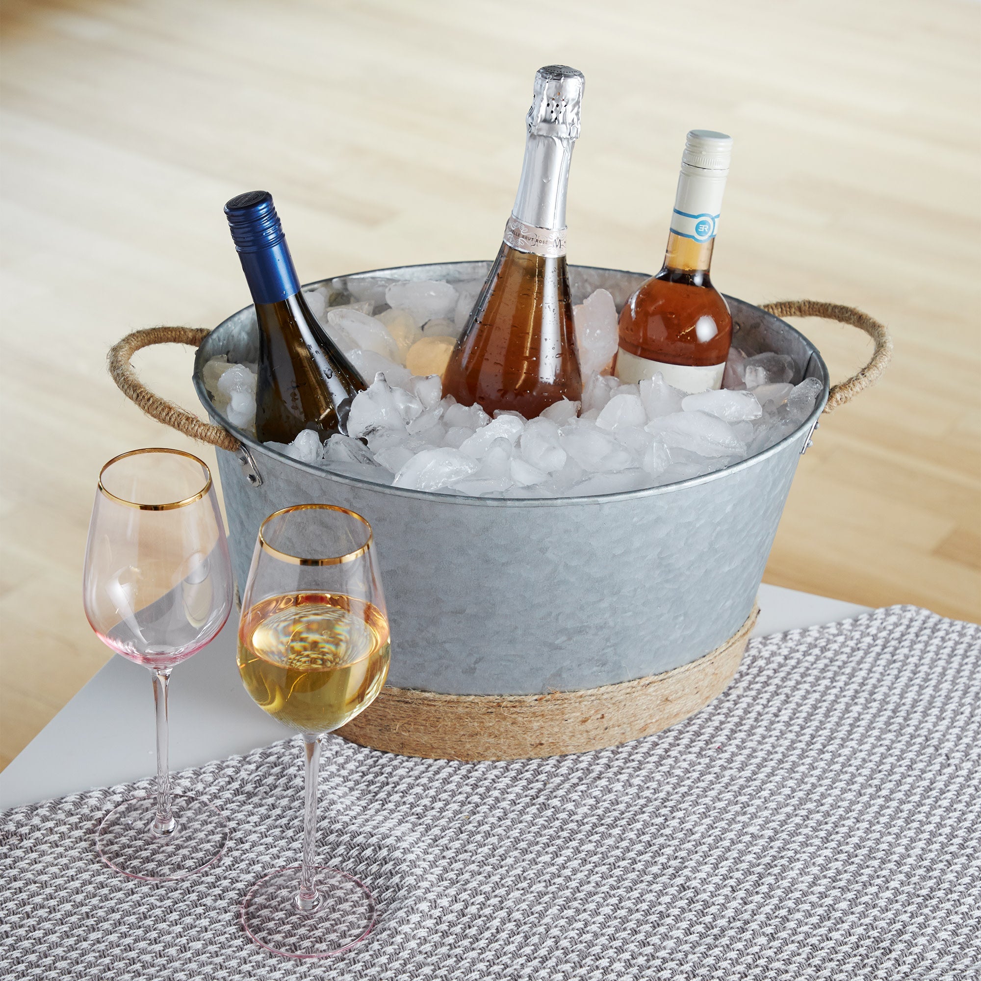 Jute Rope Wrapped Galvanized Tub - MaisonBeach