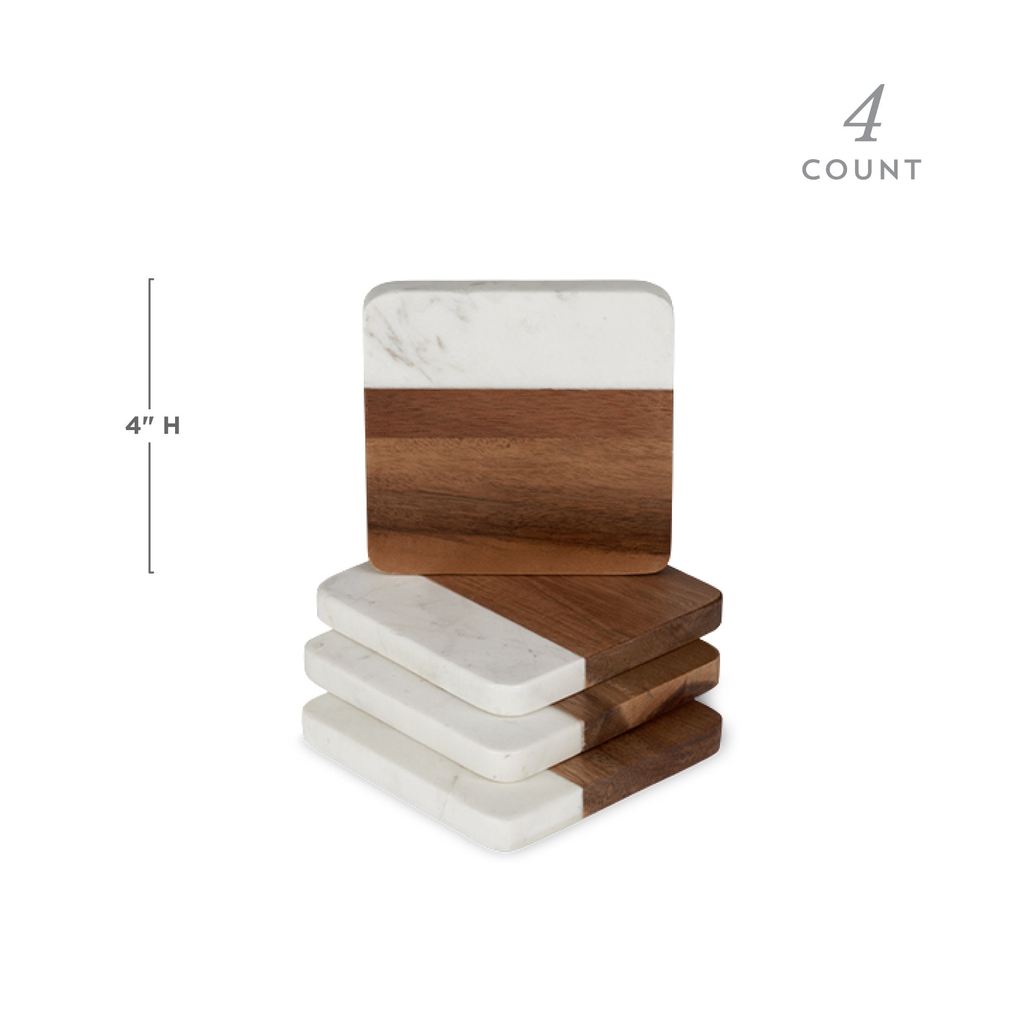 Marble & Acacia Coaster Set - MaisonBeach