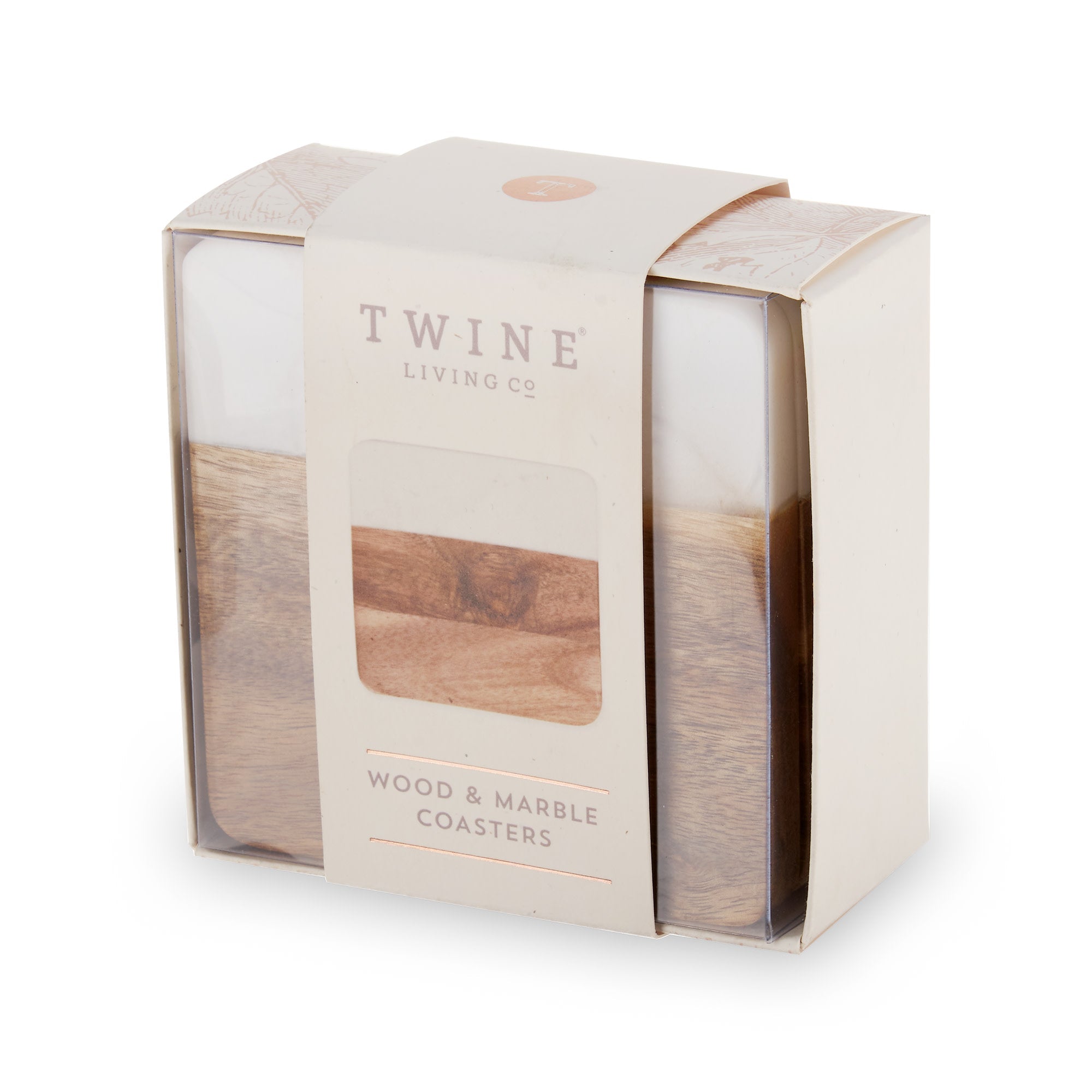 Marble & Acacia Coaster Set - MaisonBeach