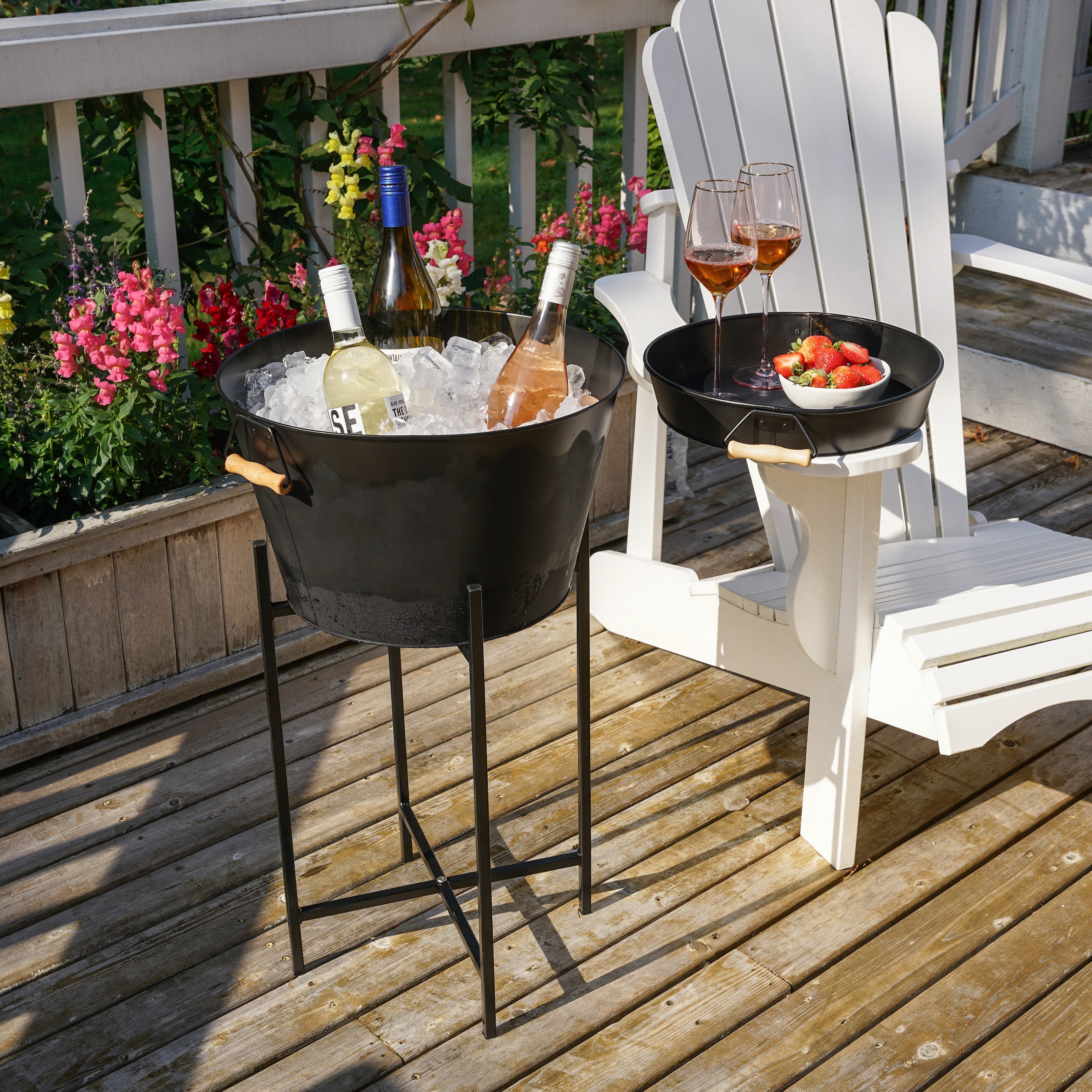 Black Beverage Tub with Stand & Tray - MaisonBeach