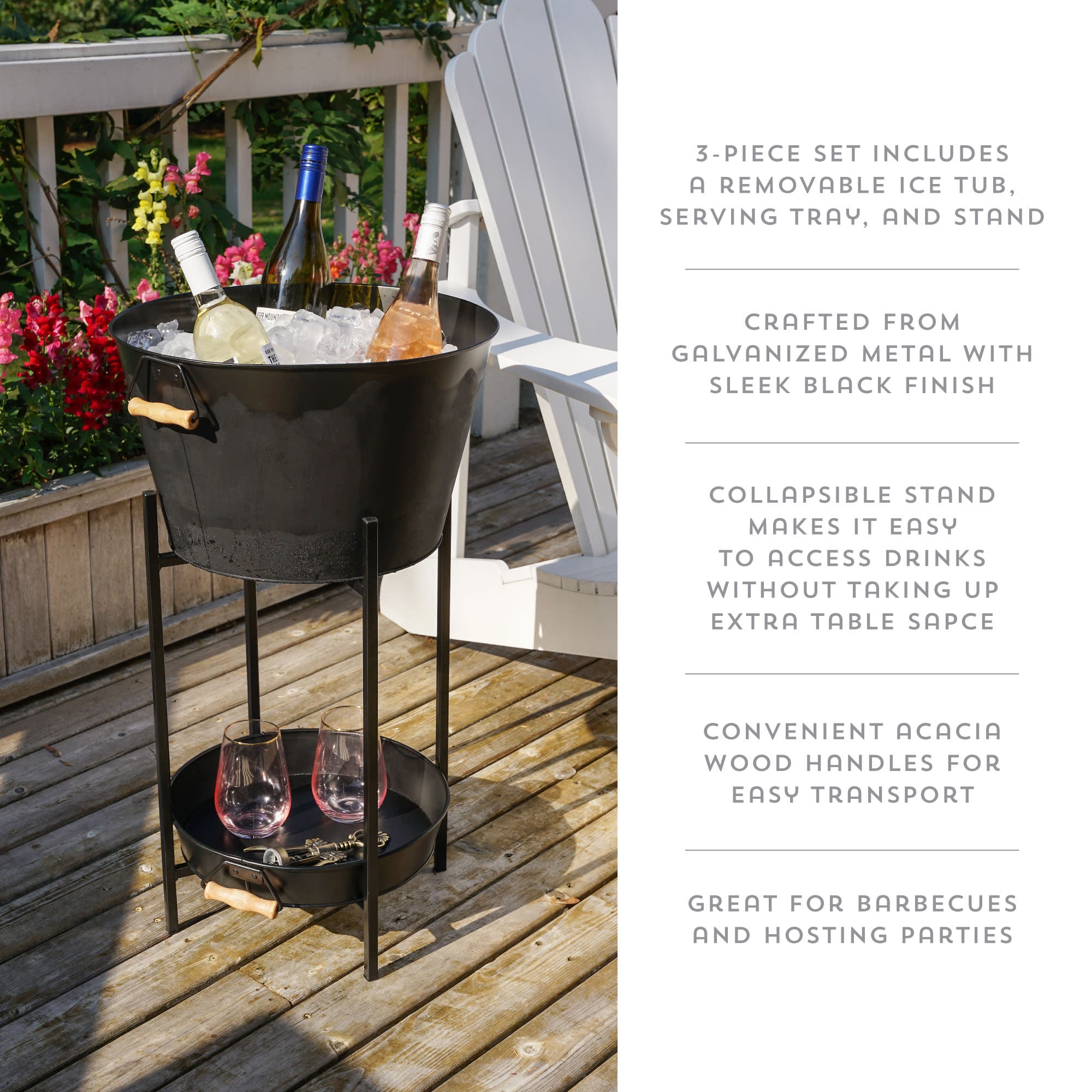 Black Beverage Tub with Stand & Tray - MaisonBeach