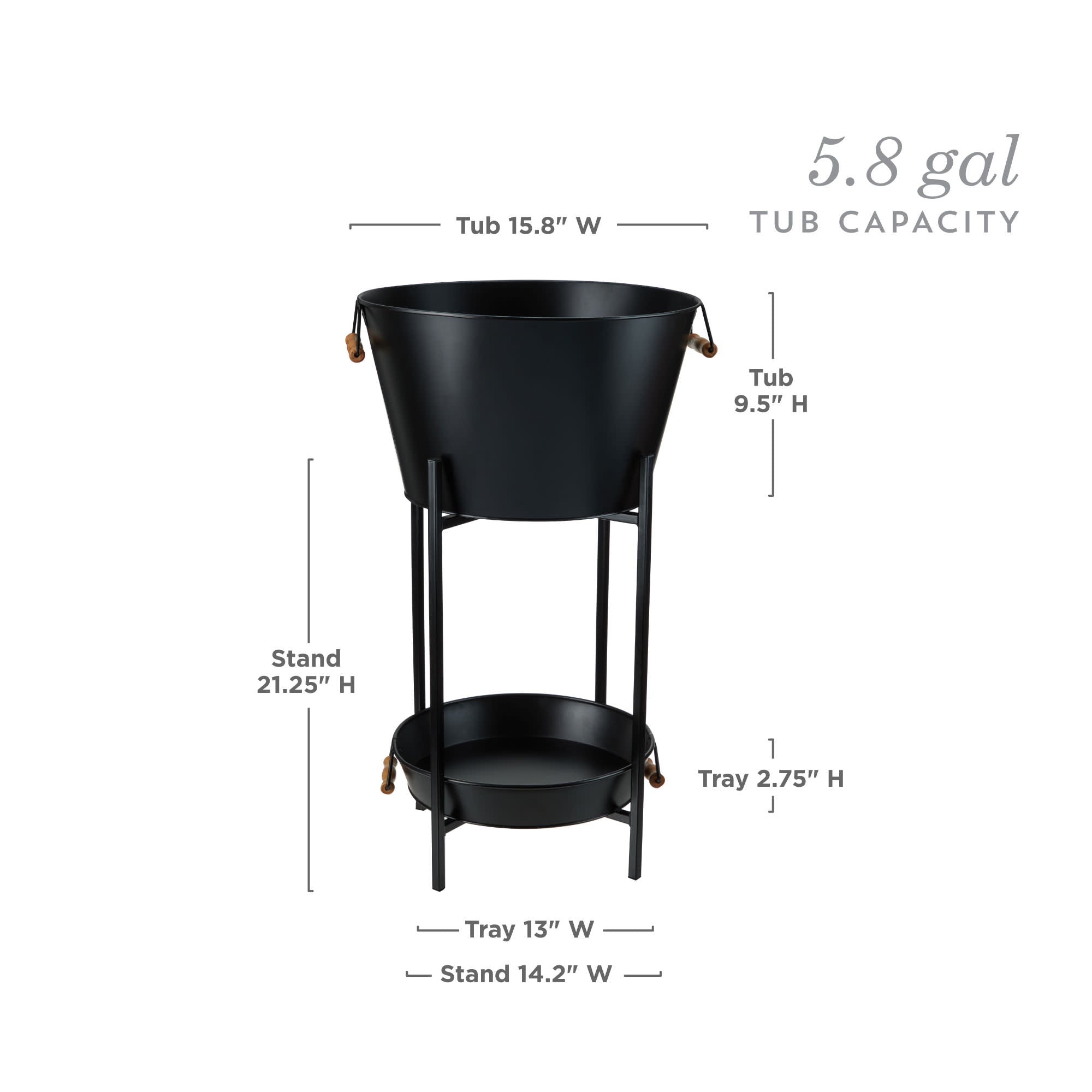 Black Beverage Tub with Stand & Tray - MaisonBeach