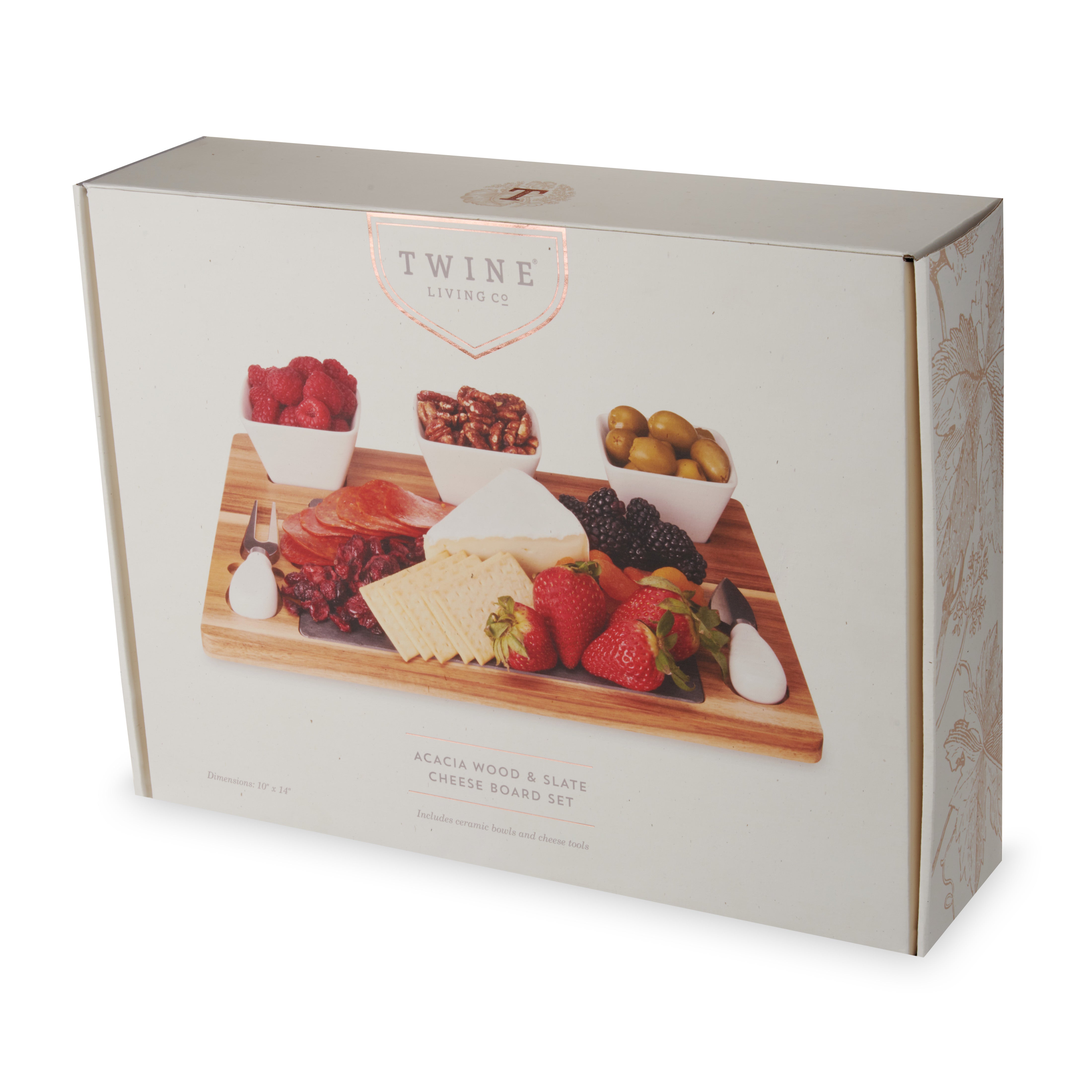 Acacia & Slate Cheese Board Set with Ceramic Bowls - MaisonBeach