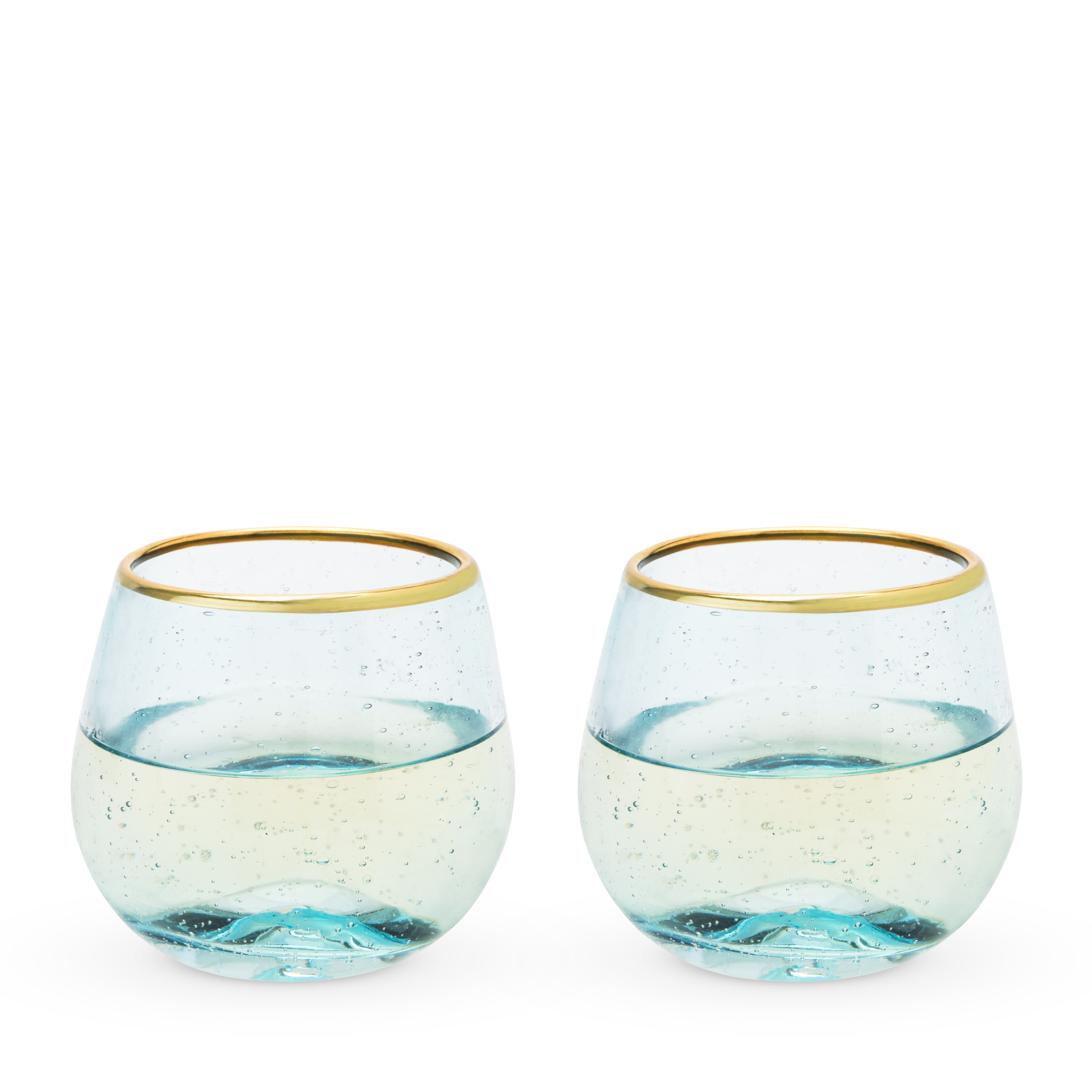 Aqua Bubble Stemless Wine Glass Set - MaisonBeach