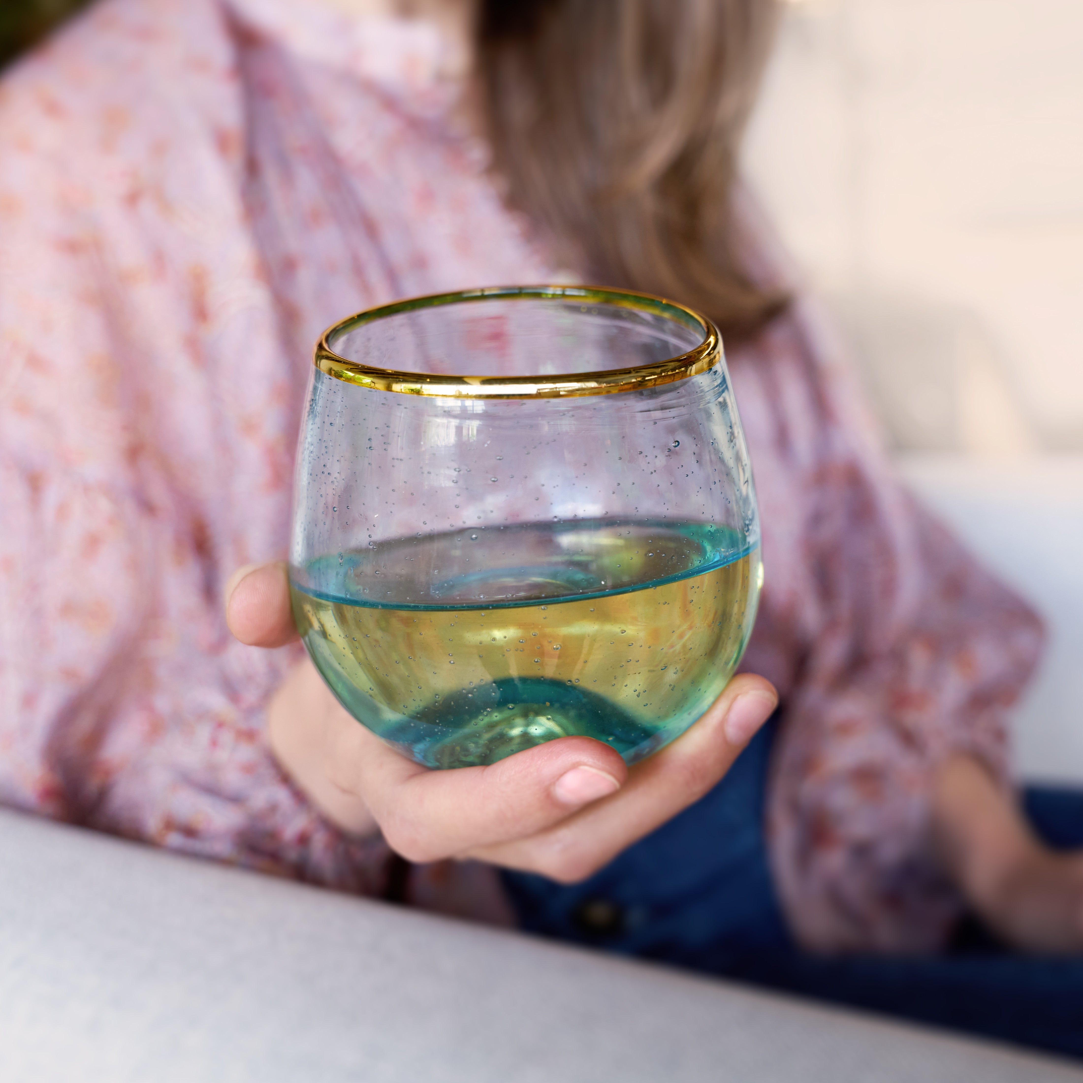 Aqua Bubble Stemless Wine Glass Set - MaisonBeach