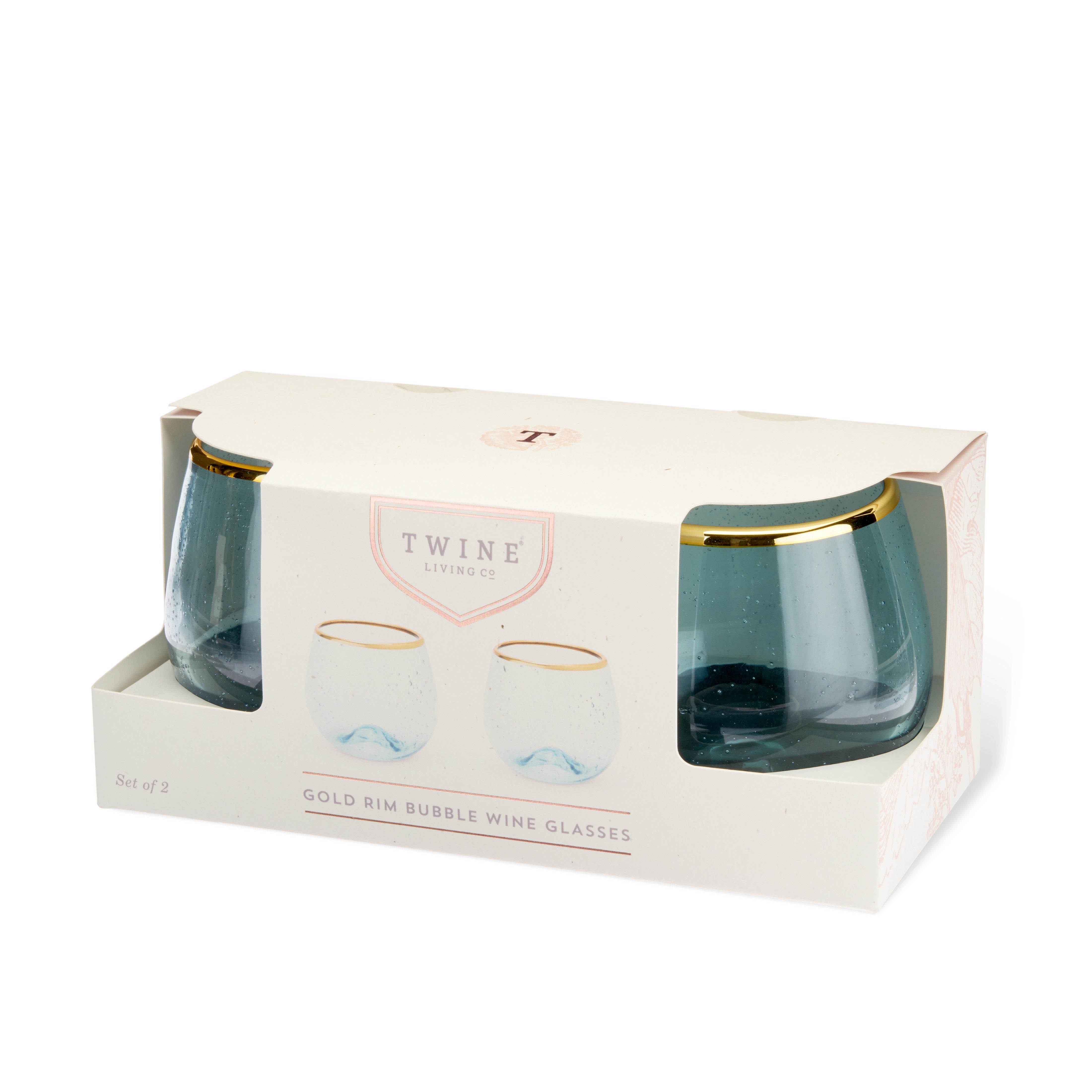 Aqua Bubble Stemless Wine Glass Set - MaisonBeach