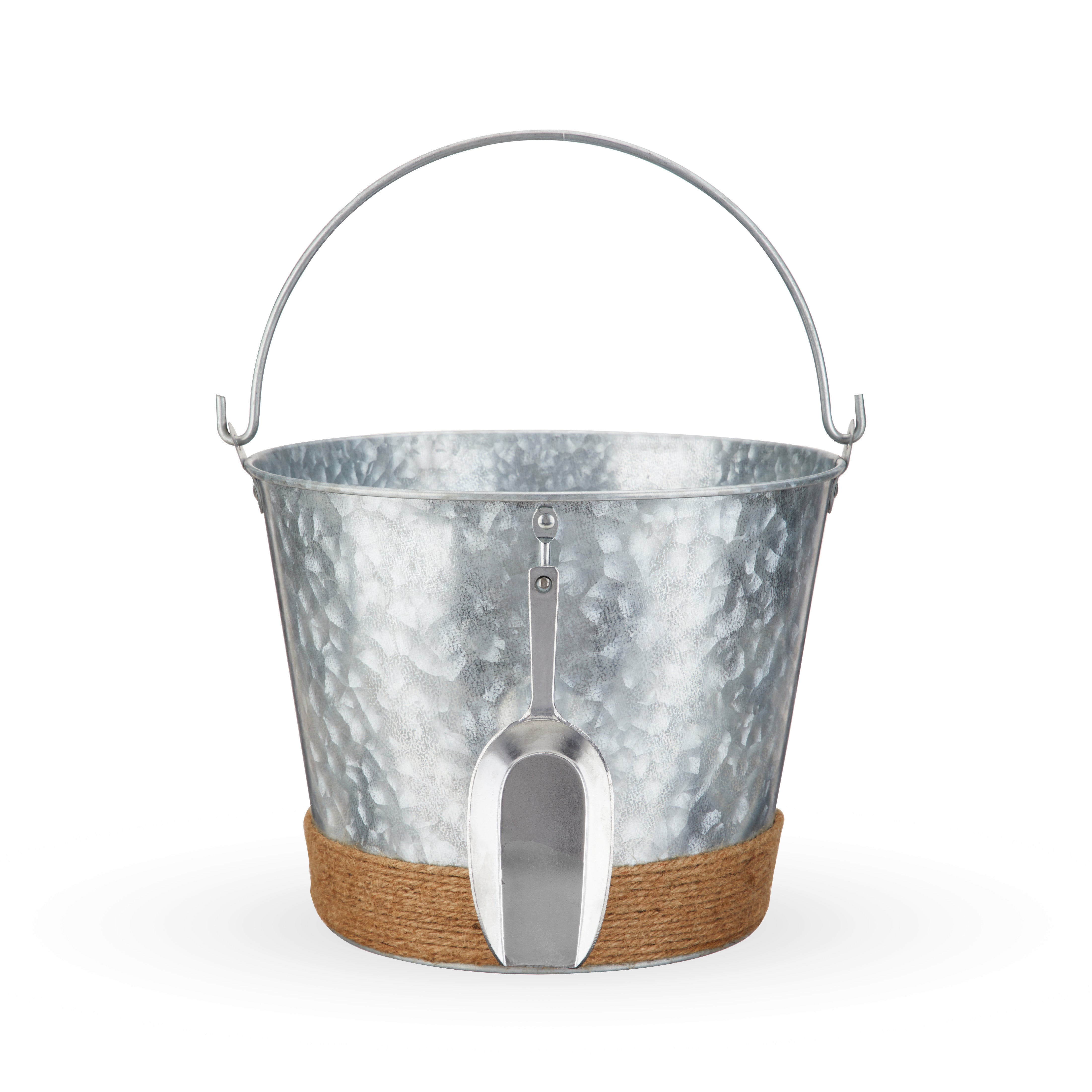 Jute-Wrapped Galvanized Ice Bucket - MaisonBeach