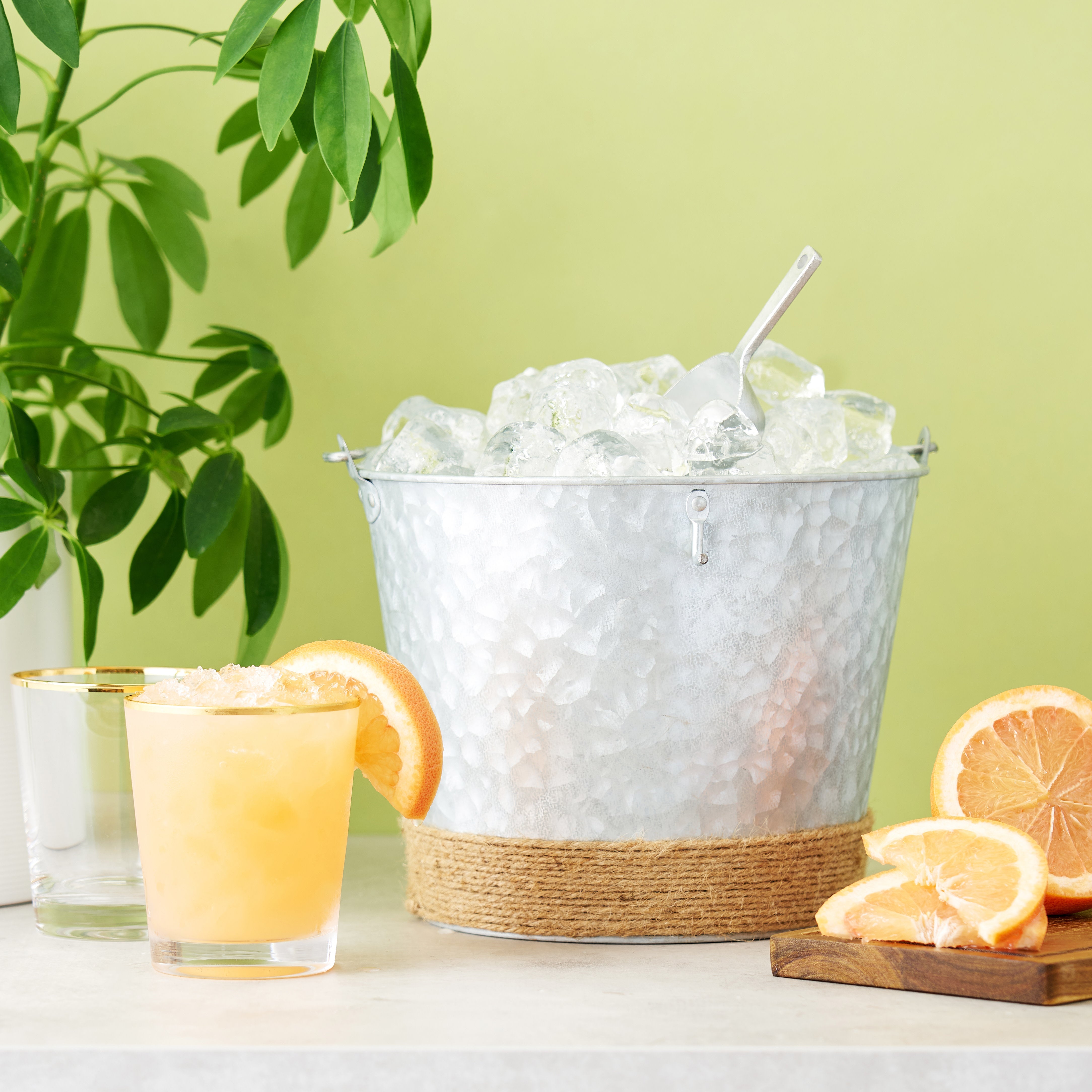 Jute-Wrapped Galvanized Ice Bucket - MaisonBeach