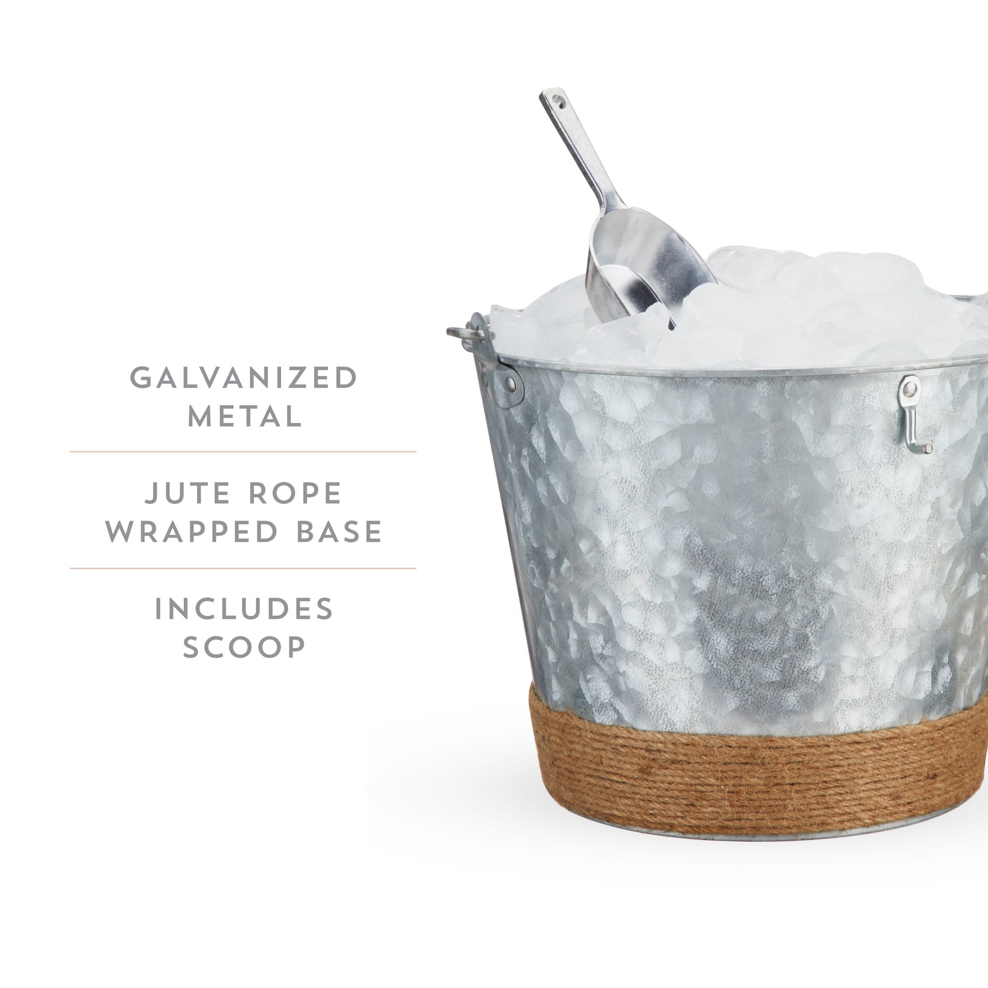 Jute-Wrapped Galvanized Ice Bucket - MaisonBeach