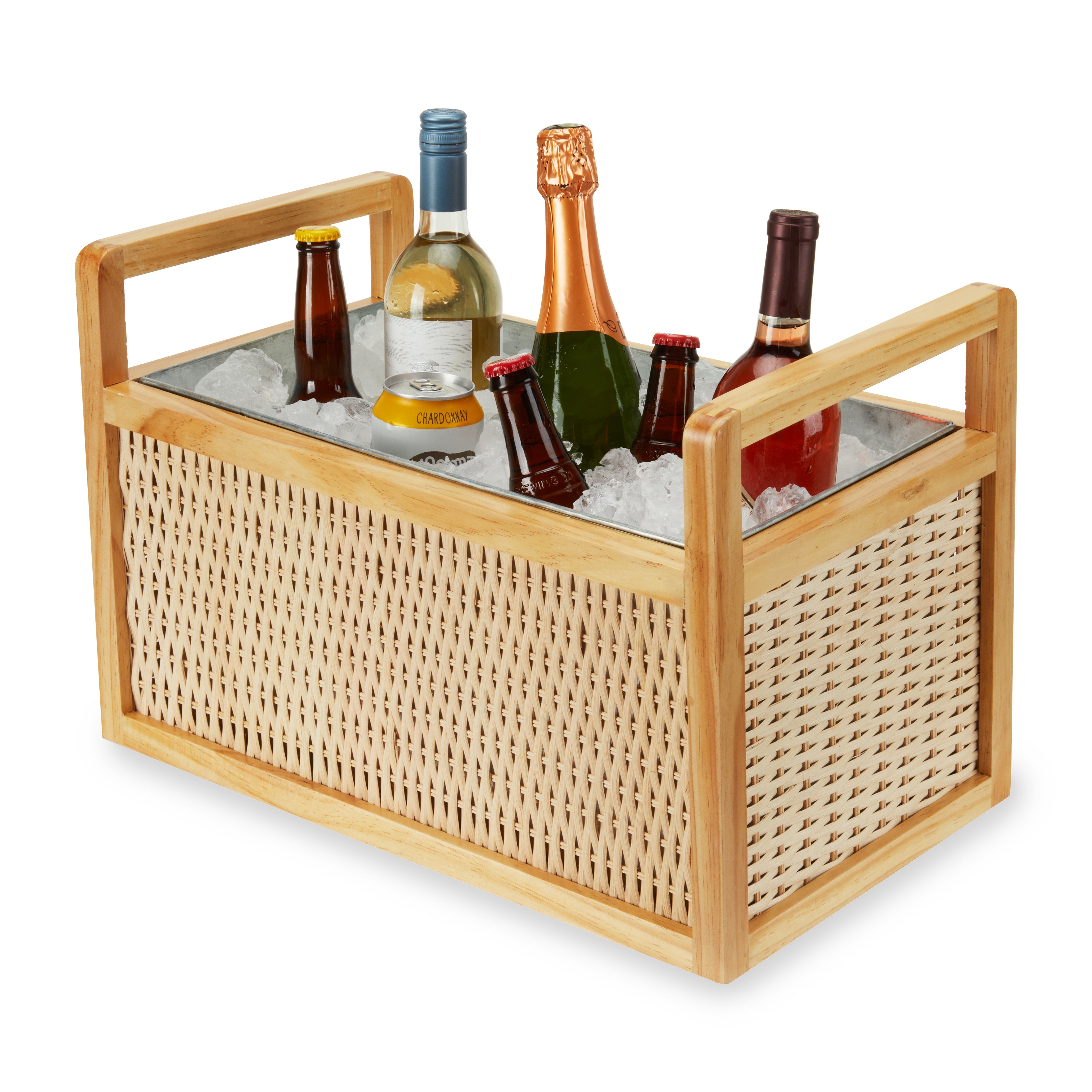 Rattan & Wood Beverage Tub - MaisonBeach