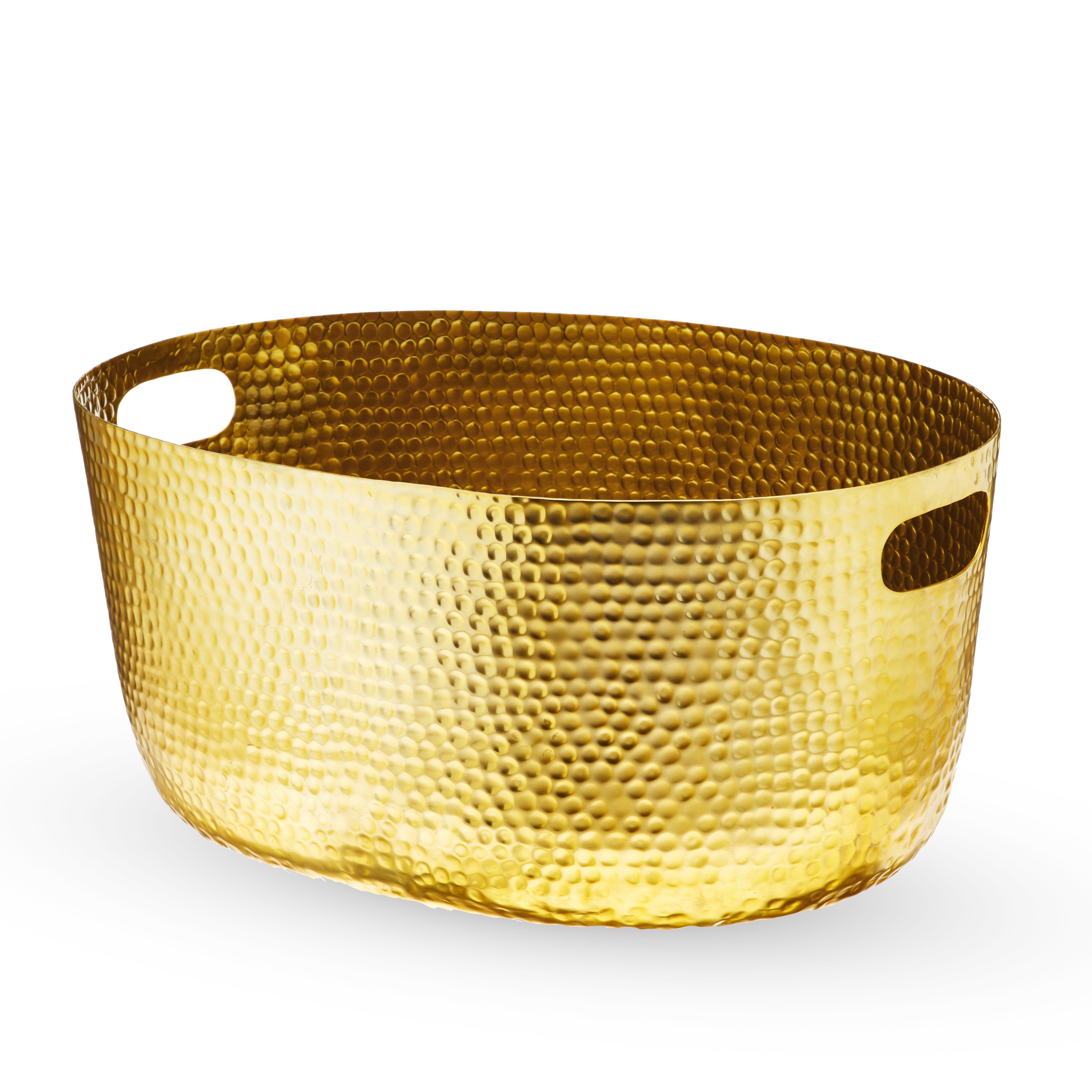 Hammered Metal Tub in Gold - MaisonBeach