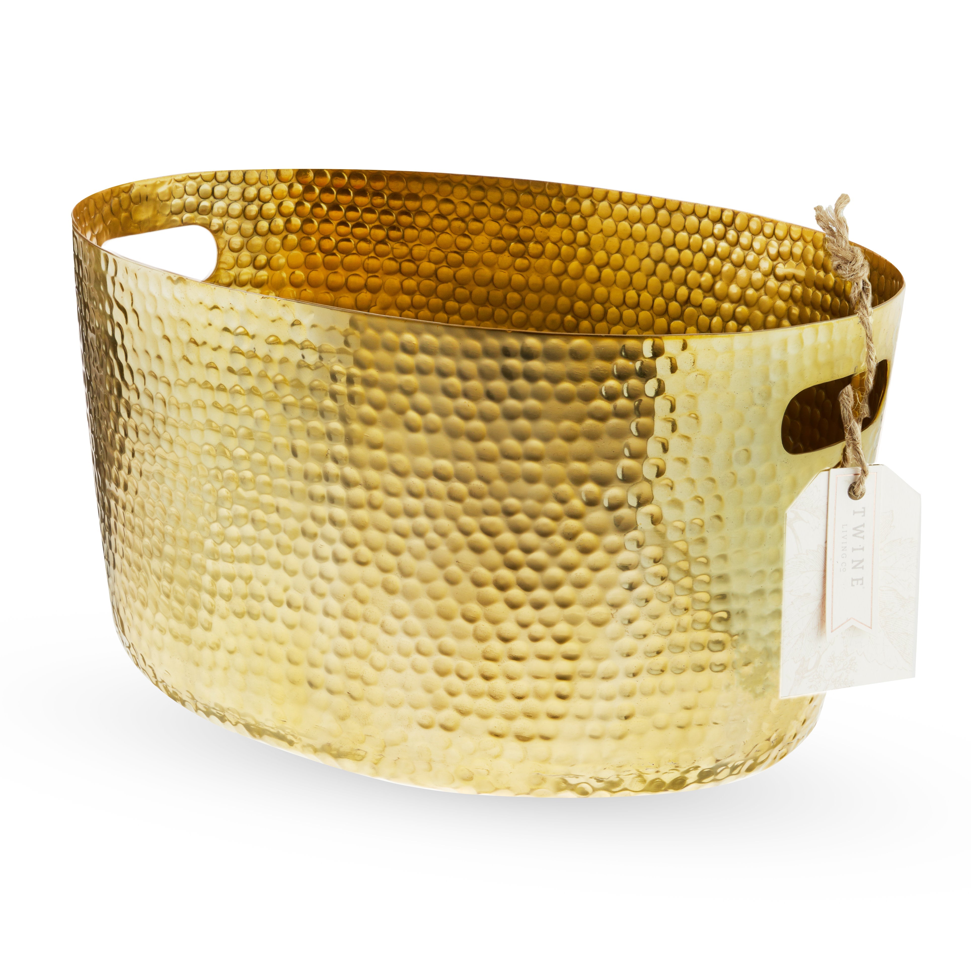Hammered Metal Tub in Gold - MaisonBeach