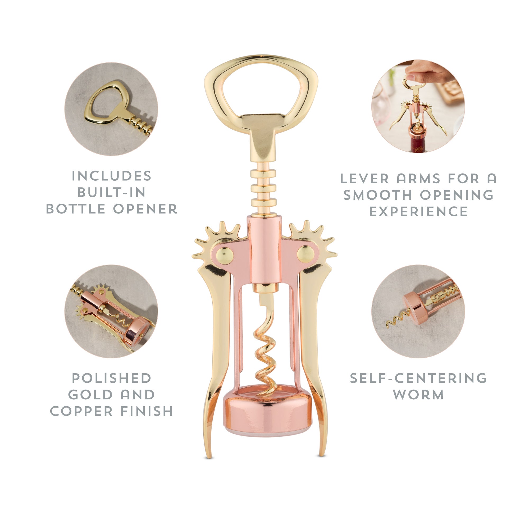 Copper and Gold Winged Corkscrew - MaisonBeach