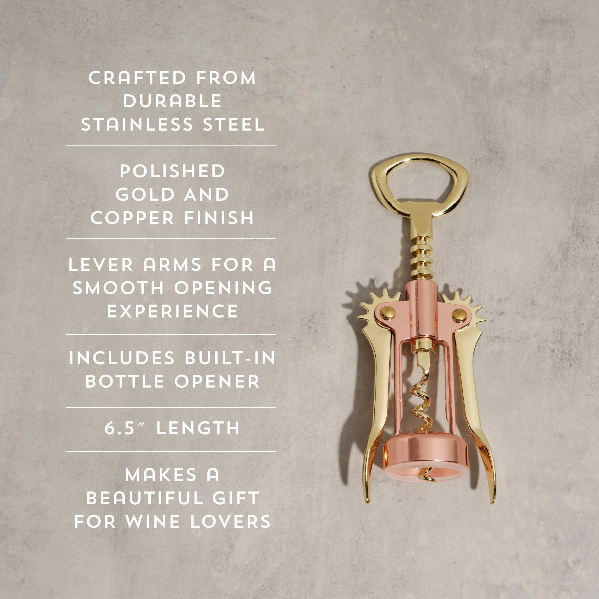 Copper and Gold Winged Corkscrew - MaisonBeach