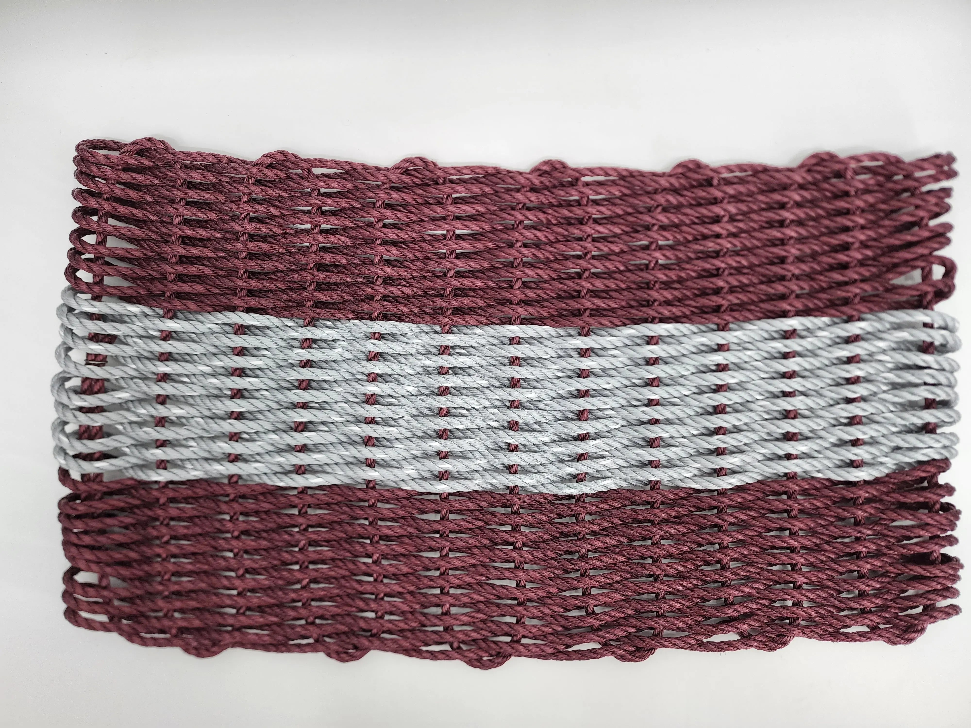 Lobster Rope Mat Burgundy and Light Gray - MaisonBeach