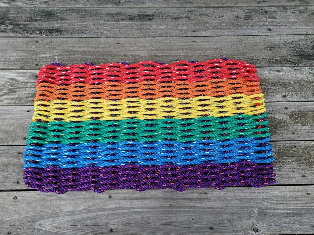 Rainbow Rope Mat made with Lobster Rope, Maine Made - MaisonBeach