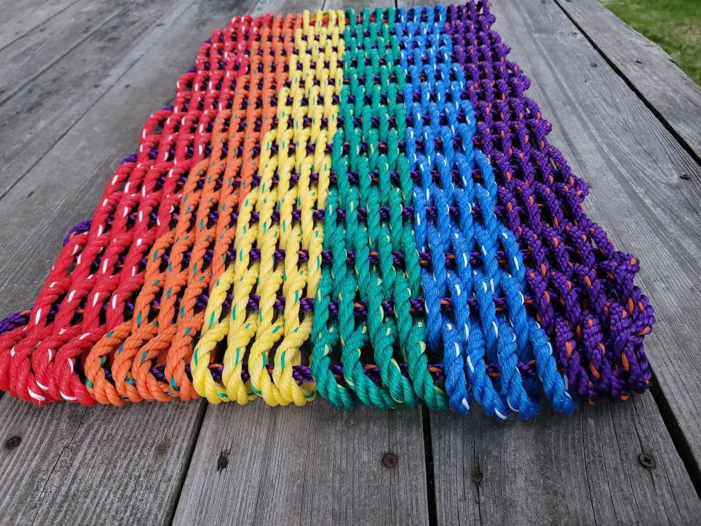 Rainbow Rope Mat made with Lobster Rope, Maine Made - MaisonBeach
