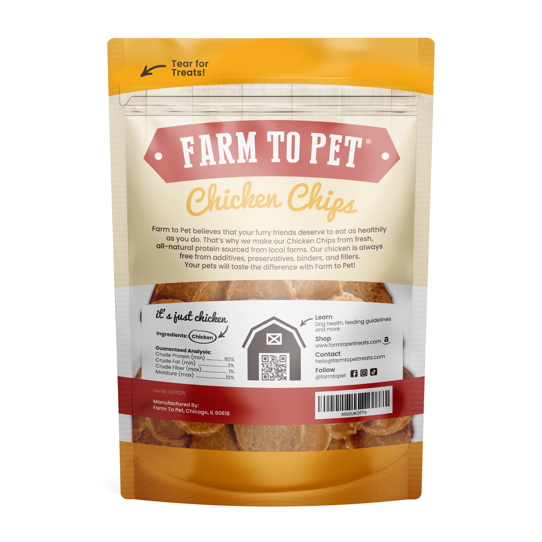 Farm to Pet Healthy Dog Treats - Farm to Pet Chicken Chips Healthy Dog Treats – 2 sizes: 4oz - MaisonBeach
