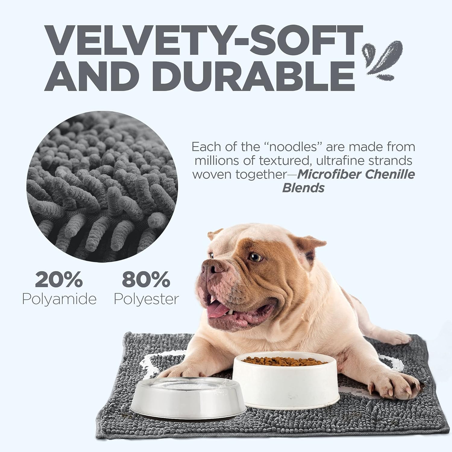 Soggy Doggy Slopmat: Grey with Light Grey Bone - MaisonBeach