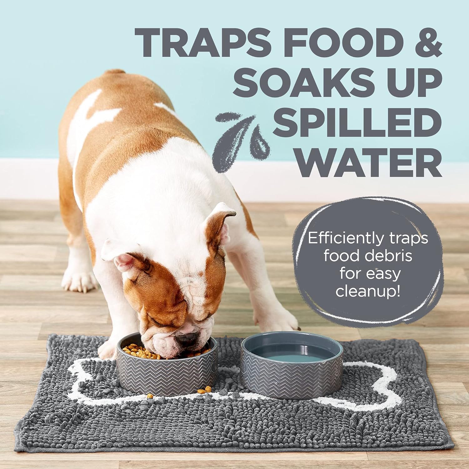 Soggy Doggy Slopmat: Grey with Light Grey Bone - MaisonBeach
