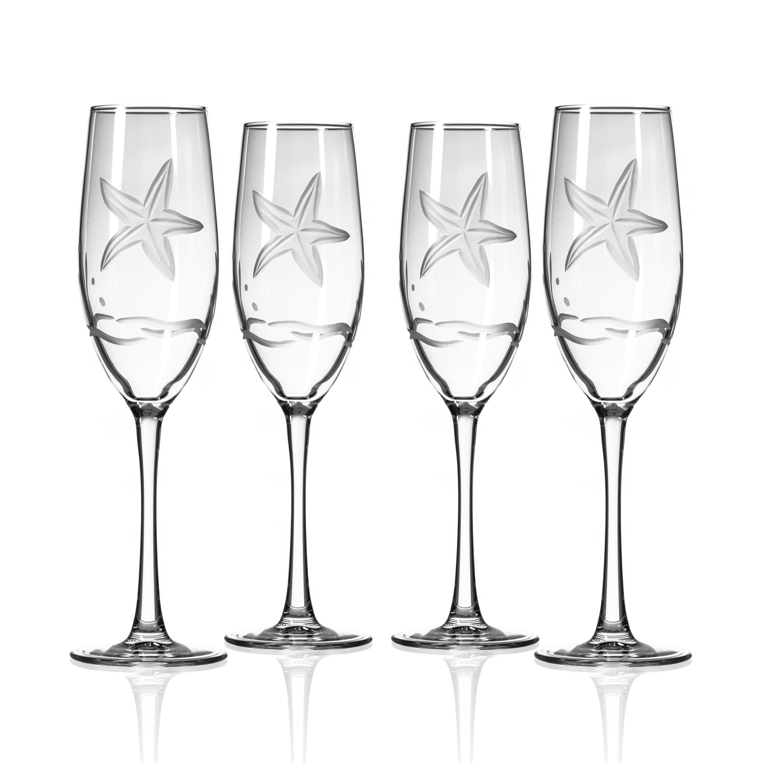 Rolf Glass Starfish Champagne Flute – engraved starfish design