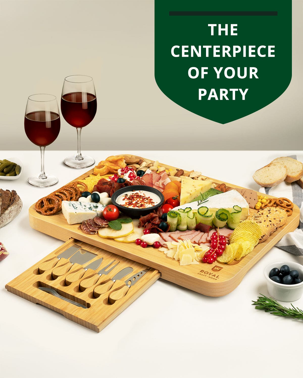 Cheese Board XXL with Cutlery Set - MaisonBeach