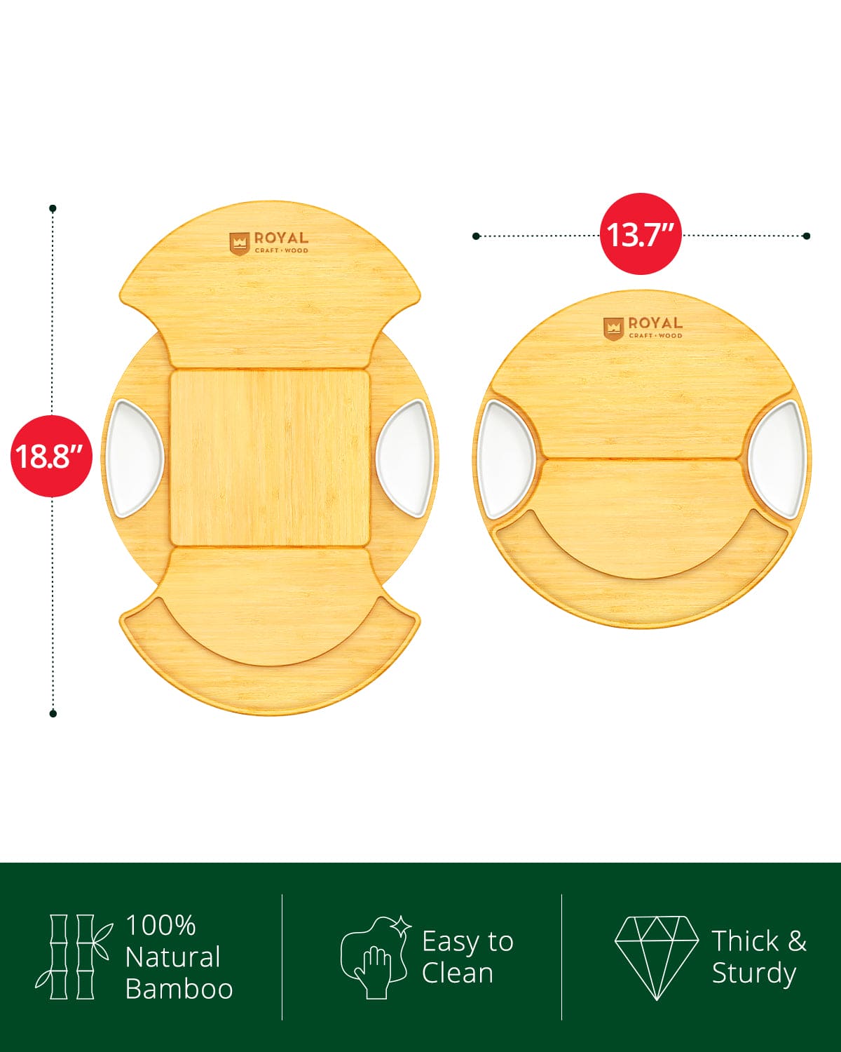 Large Round Bamboo Cheese Board – Charcuterie & Serving by Royal Craft Wood - MaisonBeach