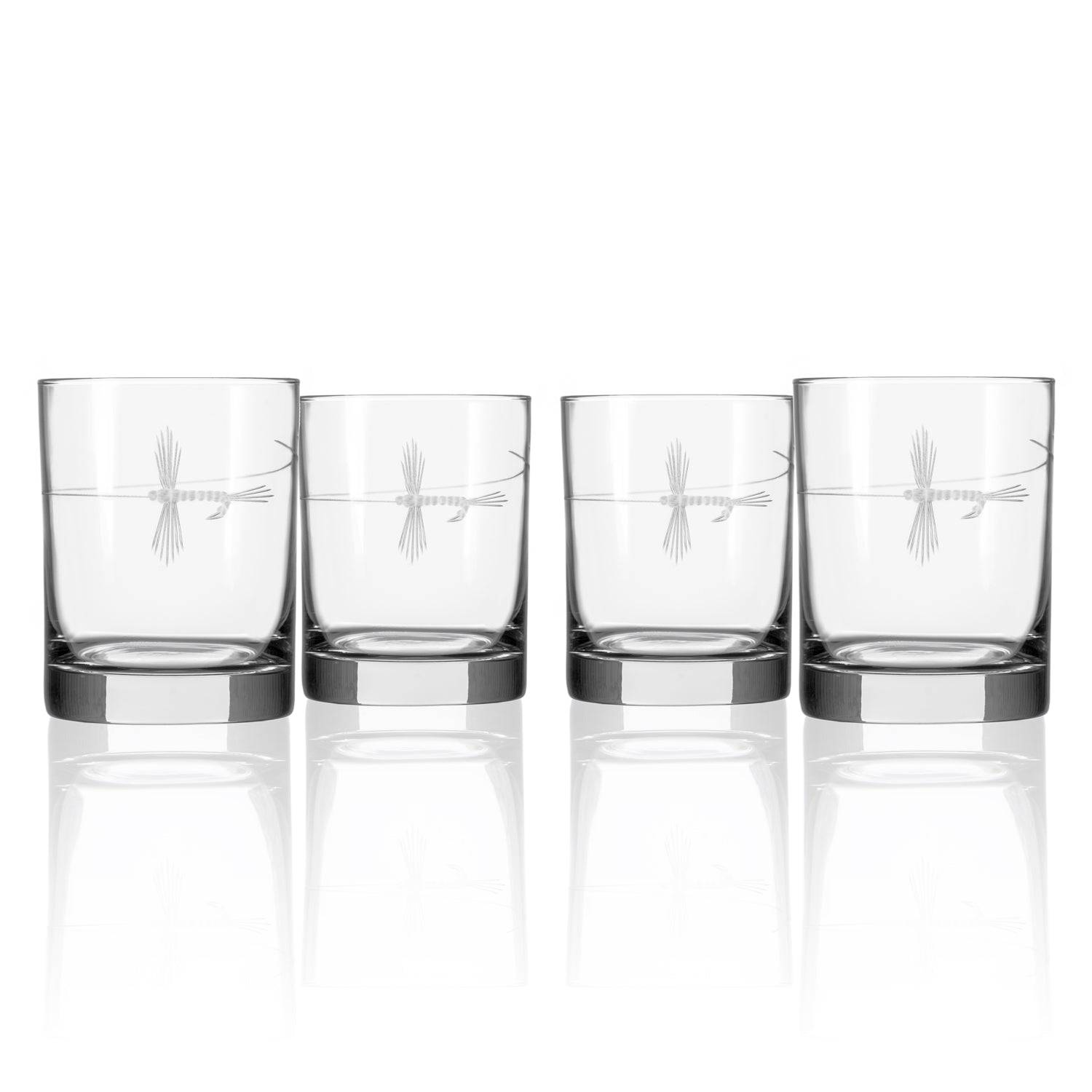Fly Fishing 13oz. Double Old Fashions Set of 4 - MaisonBeach