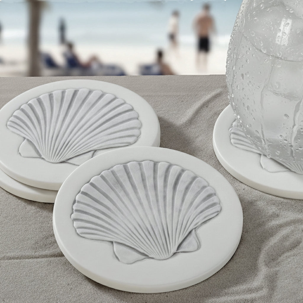 Scallop Shell Drink Coasters - MaisonBeach