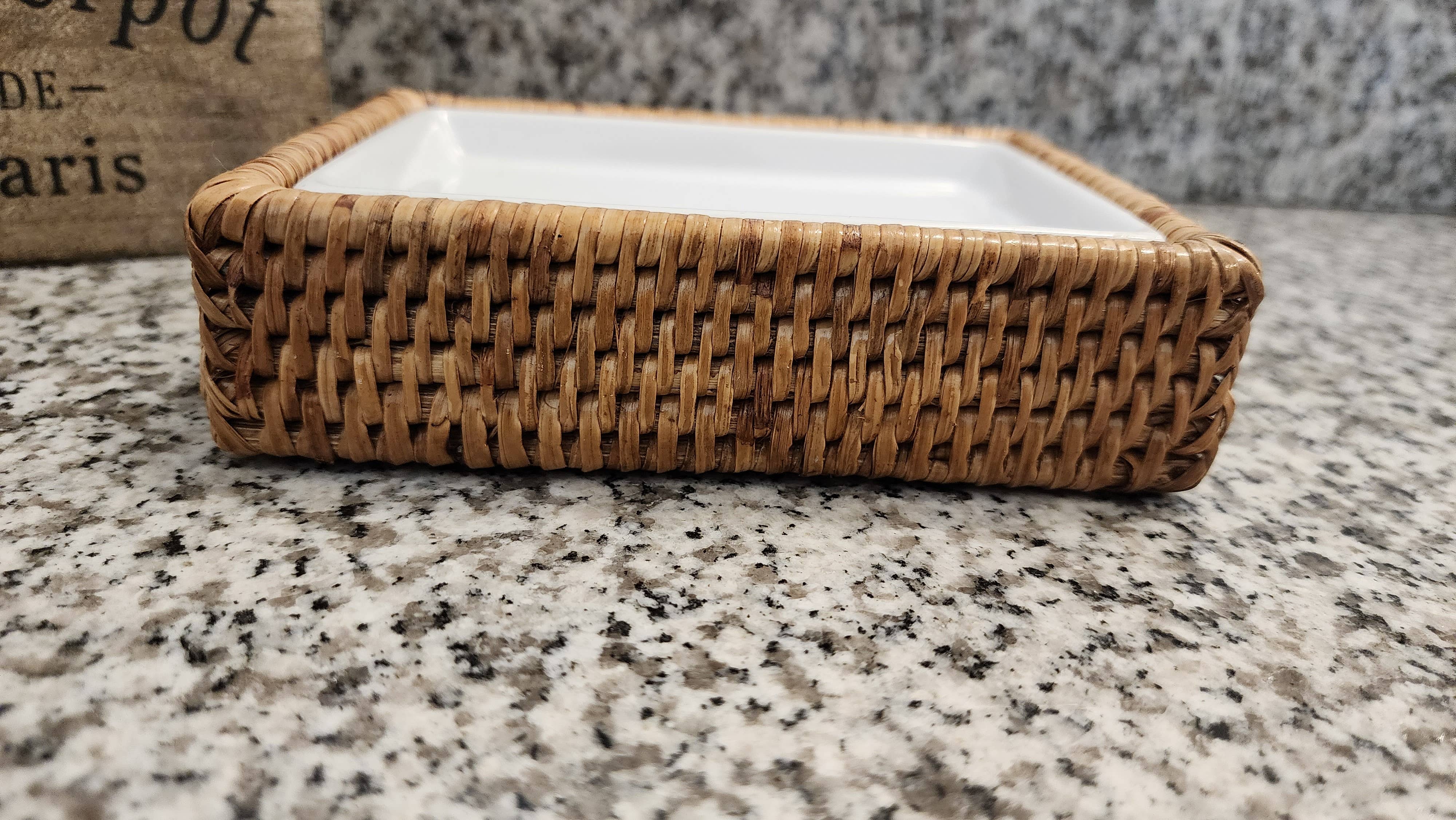 Rattan Soap Dish with Ceramic Insert – Handwoven & Eco-Friendly - MaisonBeach