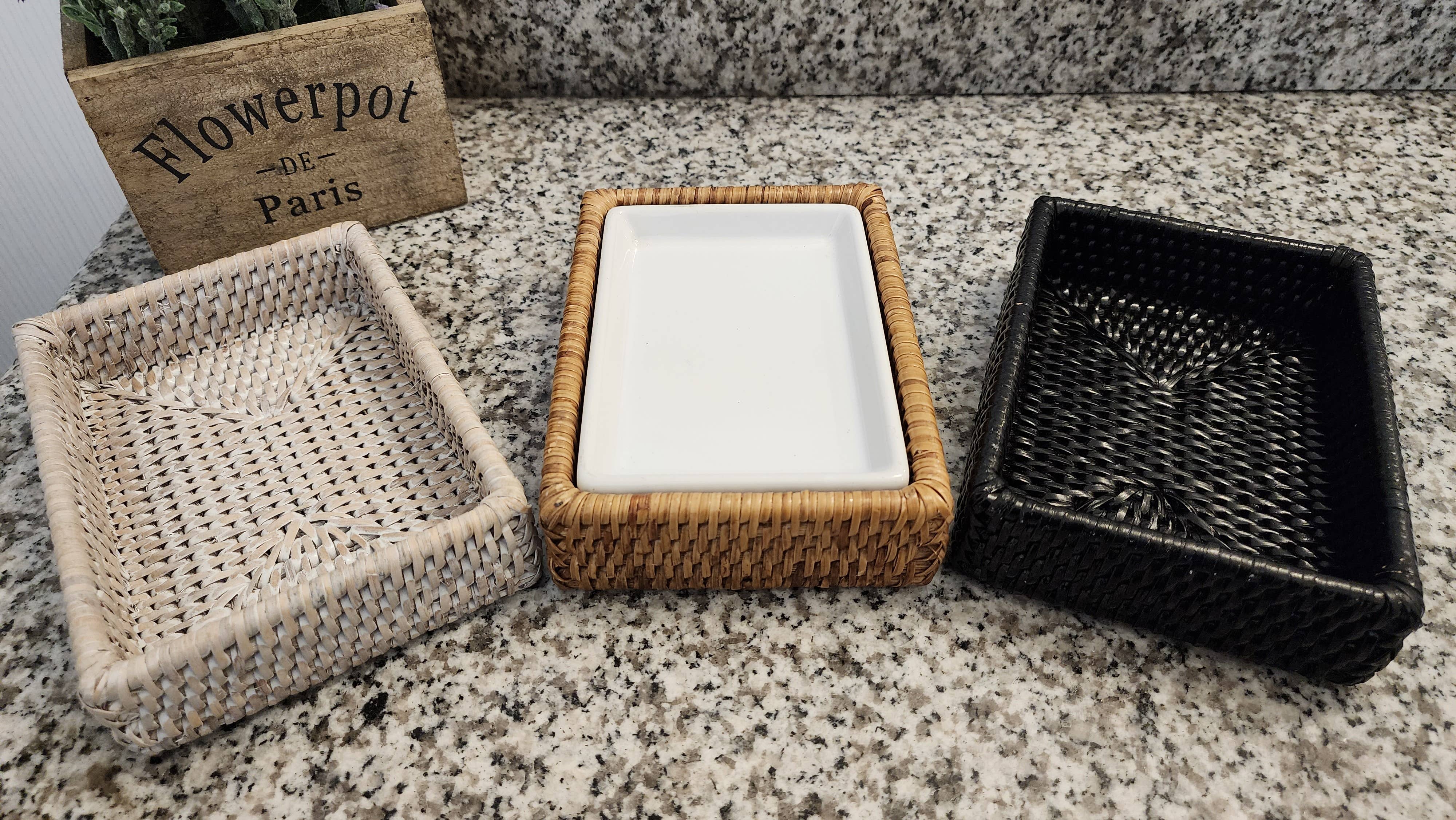 Rattan Soap Dish with Ceramic Insert – Handwoven & Eco-Friendly - MaisonBeach