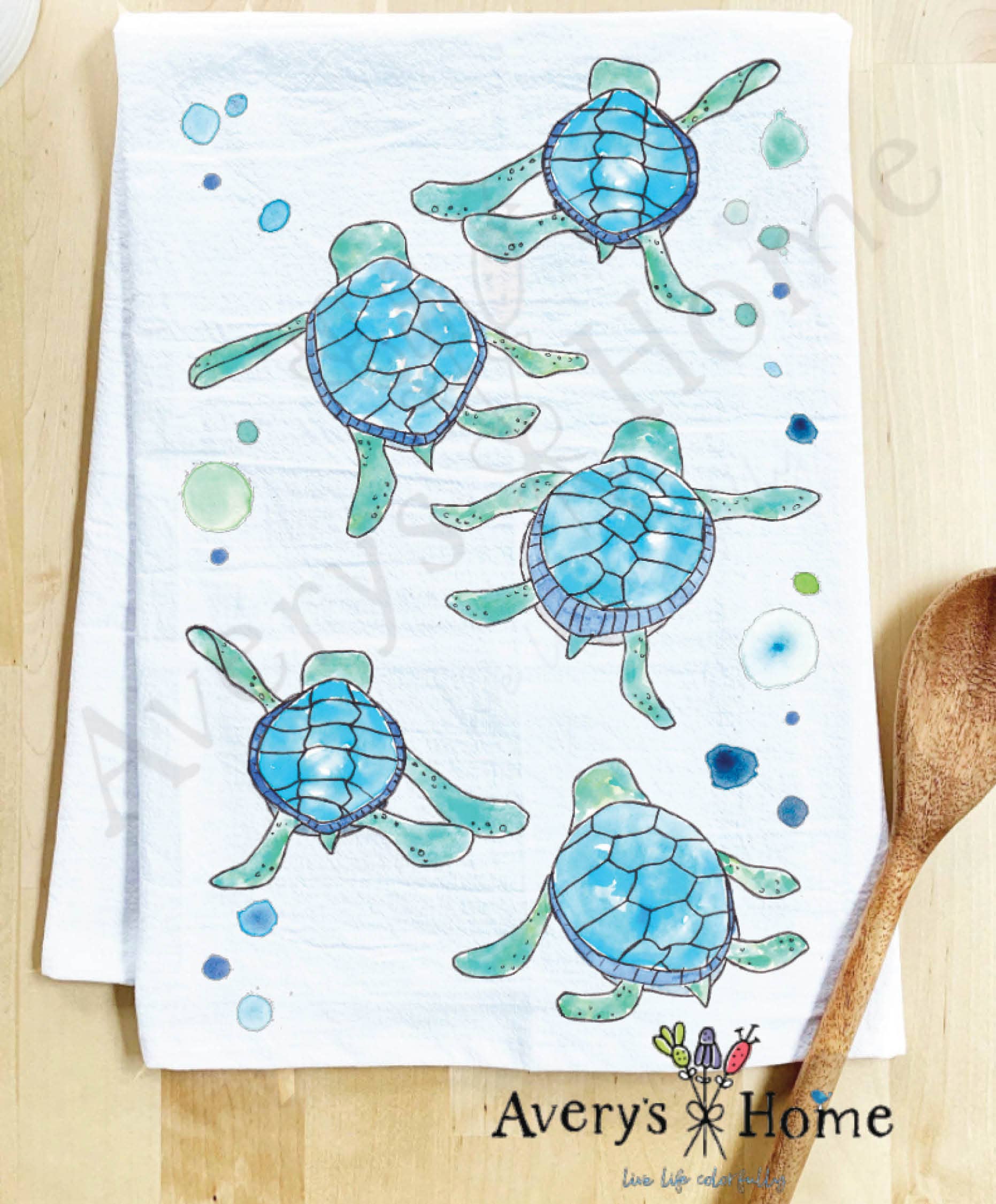 Baby Turtles Walking Cute Coastal Customizable Kitchen Towel: Vero Beach, FL