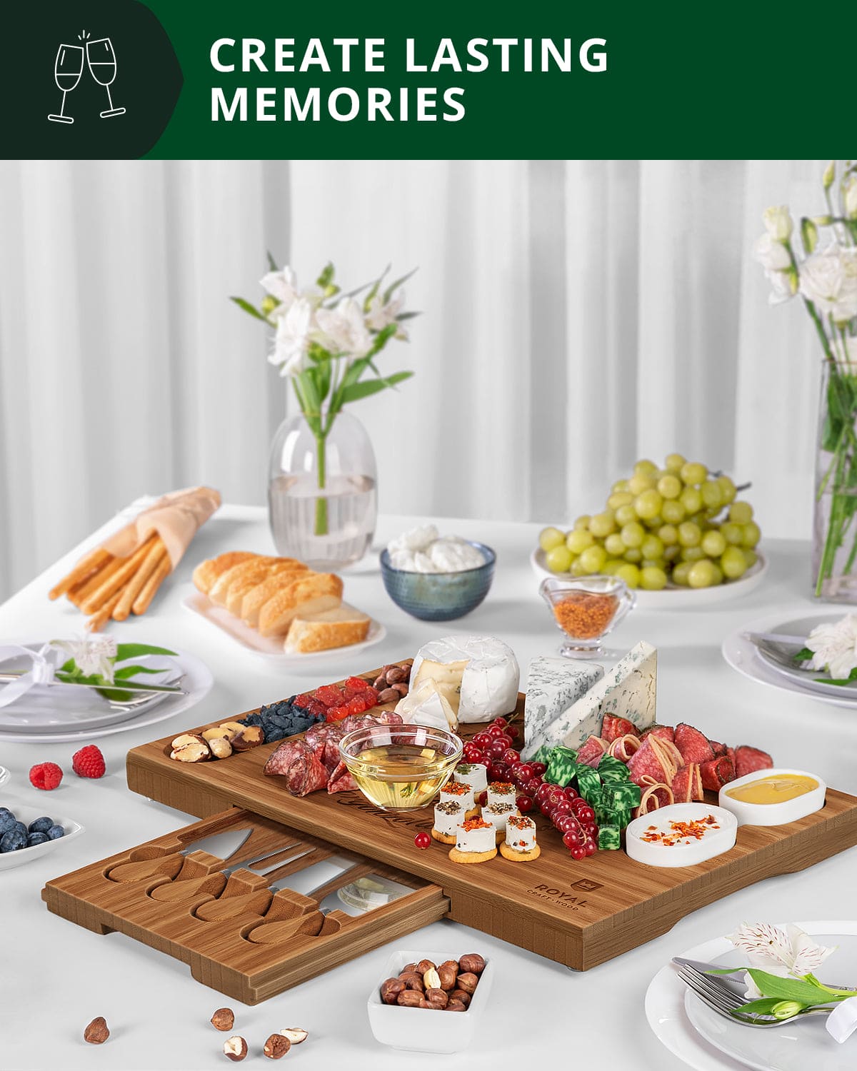 Cheese Board Set w/knives, 16.5“x11”, Brown - MaisonBeach