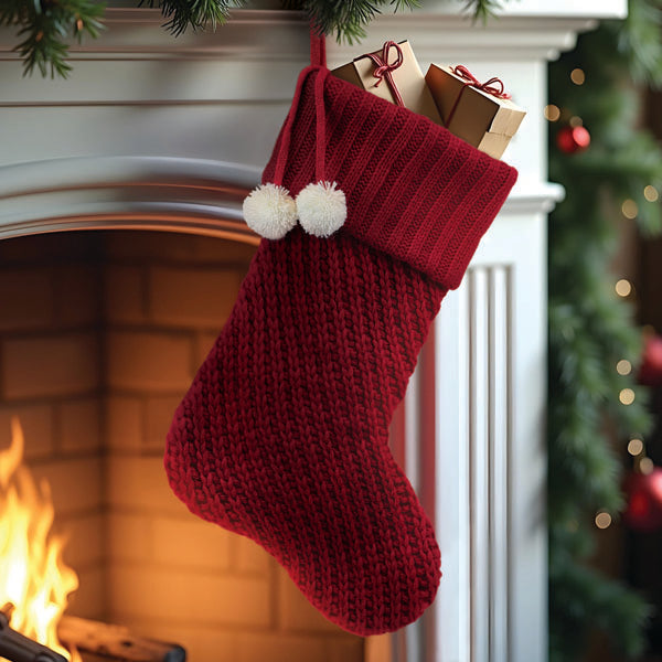 Red Knit Stocking - MaisonBeach