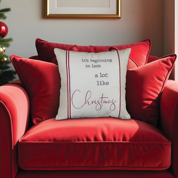 18" It's Beginning to Look a Lot Like Christmas Square Pillow - MaisonBeach