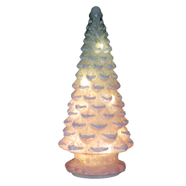 14" Lit Pink Glass Tabletop Tree - MaisonBeach