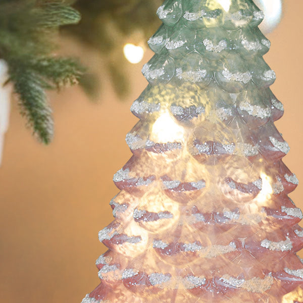 14" Lit Pink Glass Tabletop Tree - MaisonBeach