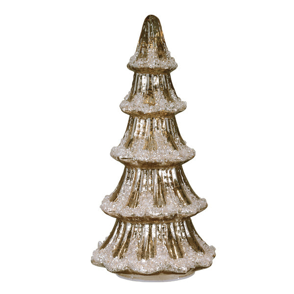 12" Lit Gold Mercury Glass Tabletop Tree - MaisonBeach