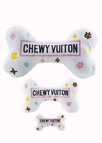 Haute Diggity Dog - White Chewy Vuiton Bones Squeaker Dog Toy: Large - MaisonBeach