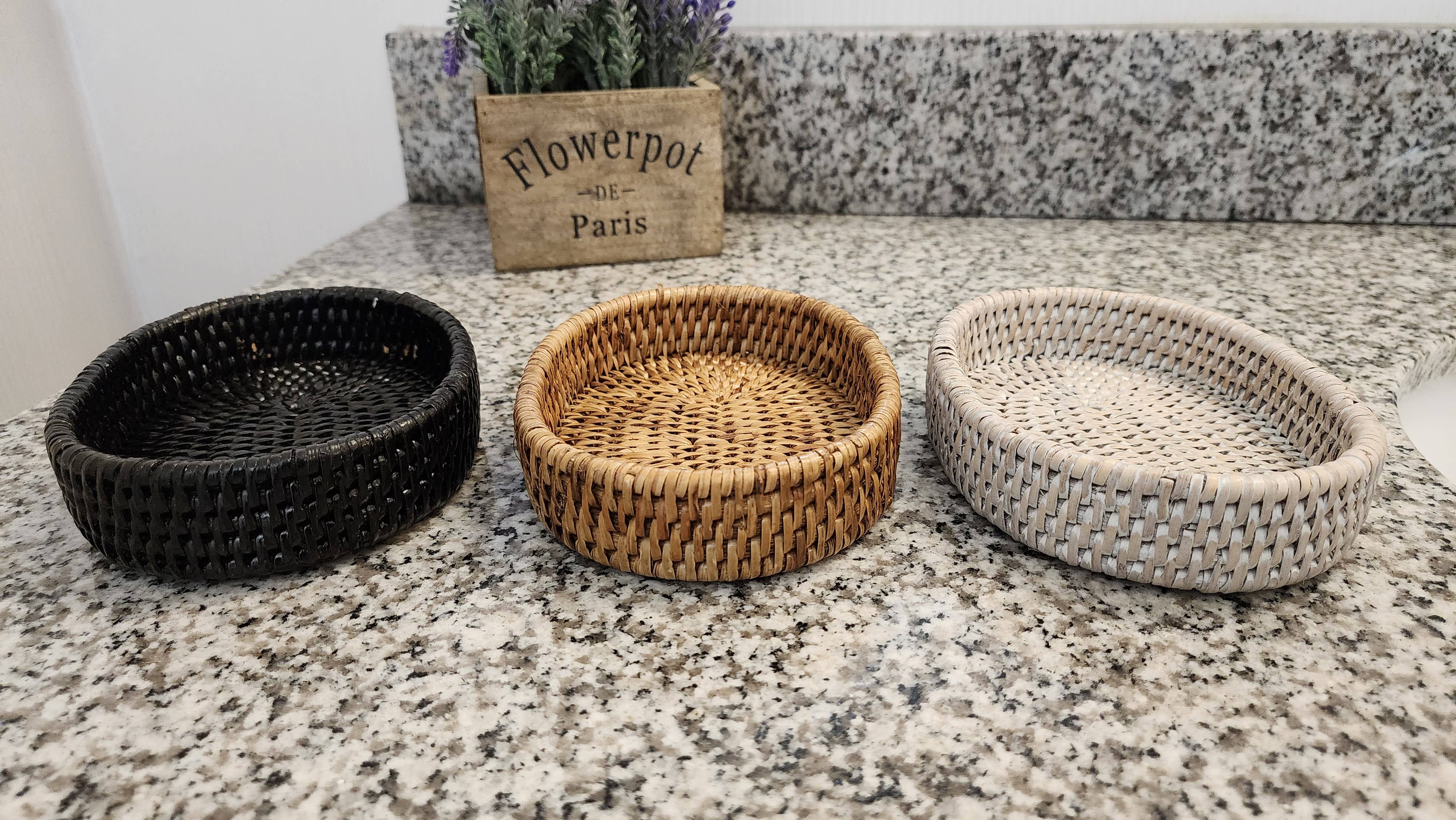Rattan Oval Soap Dish with Ceramic Insert – Handwoven & Eco-Friendly - MaisonBeach