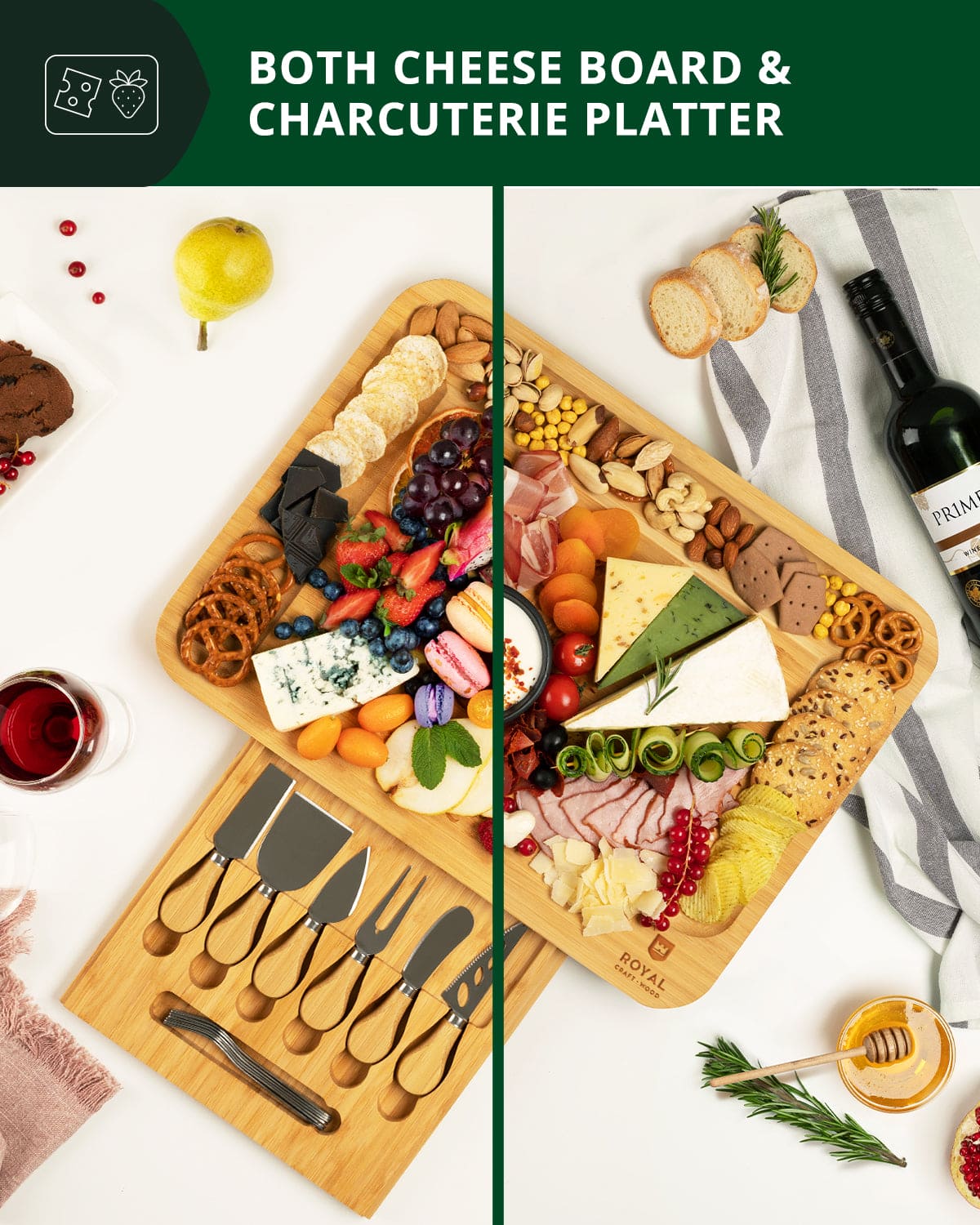 Cheese Board XXL with Cutlery Set - MaisonBeach