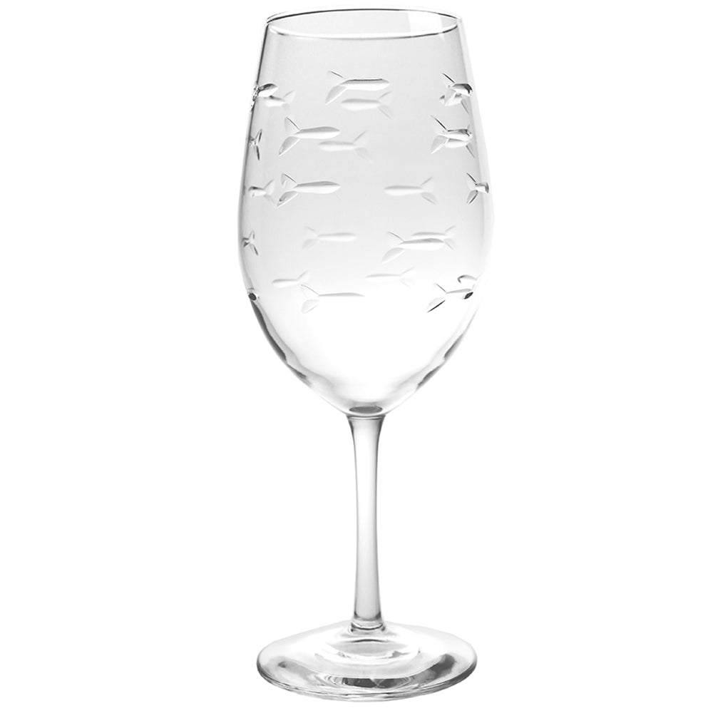 School of Fish 18oz Wine Glasses – Engraved All-Purpose Stemware Set of 8 - MaisonBeach