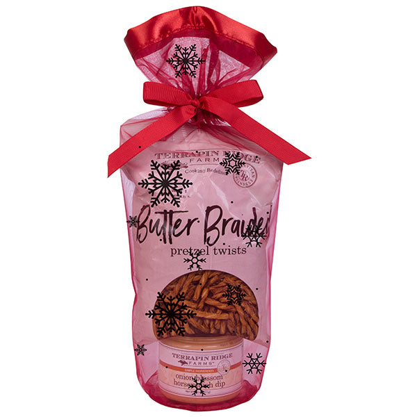 Holiday Grab and Go Giftset with Onion Blossom Horseradish Dip and Braided Pretzel Twists - MaisonBeach