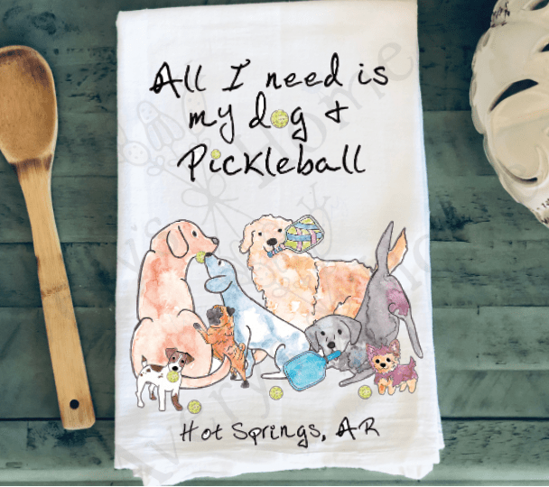 Avery's Home - All I need is Dogs & Pickleball Customizable Kitchen Towel: Standard - MaisonBeach